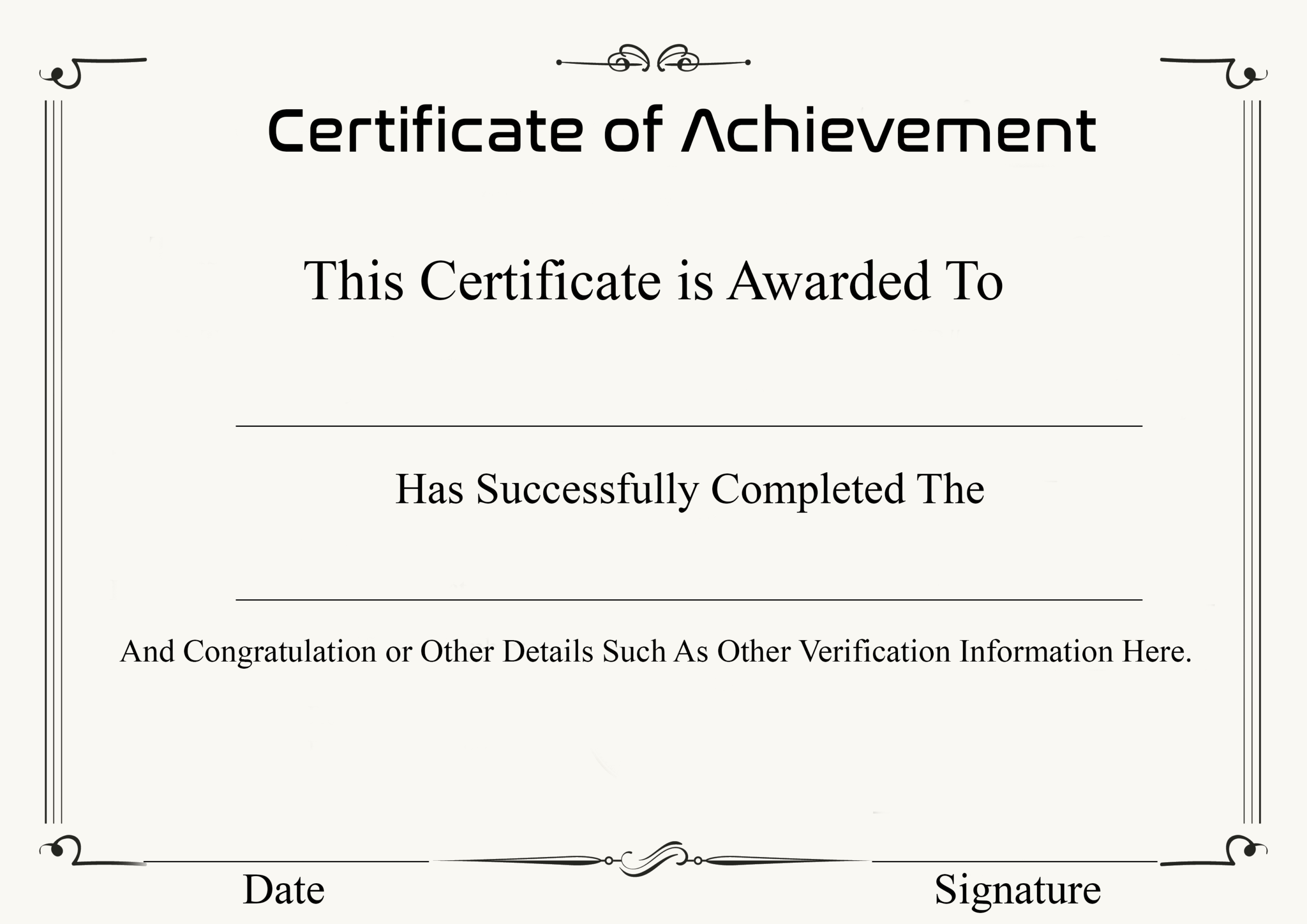 ❤️ Free Sample Certificate Of Achievement Template❤️ In Certificate Of Achievement Template Word