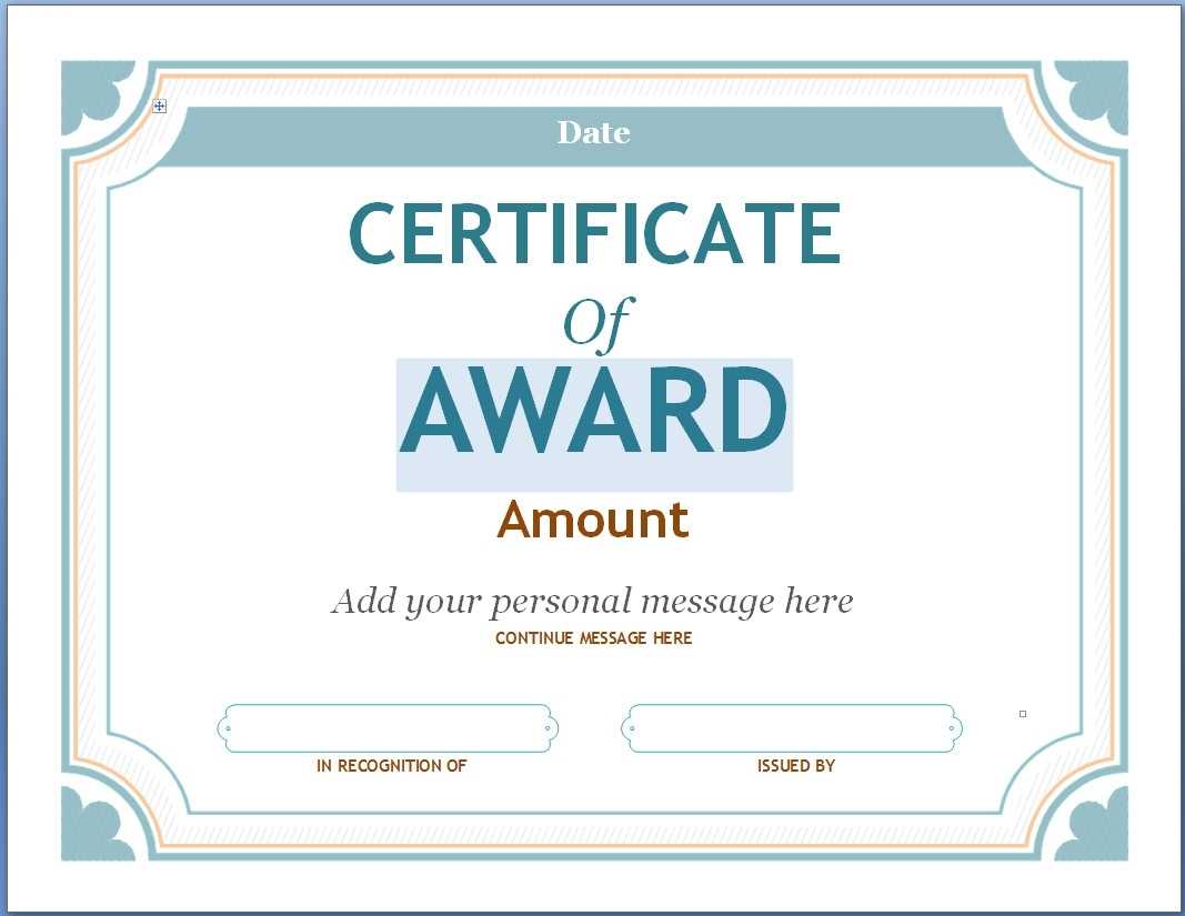 Editable Award Certificate Template In Word #1476 Throughout With Blank Award Certificate Templates Word