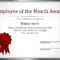 Effective Employee Award Certificate Template With Red Color Intended For Manager Of The Month Certificate Template