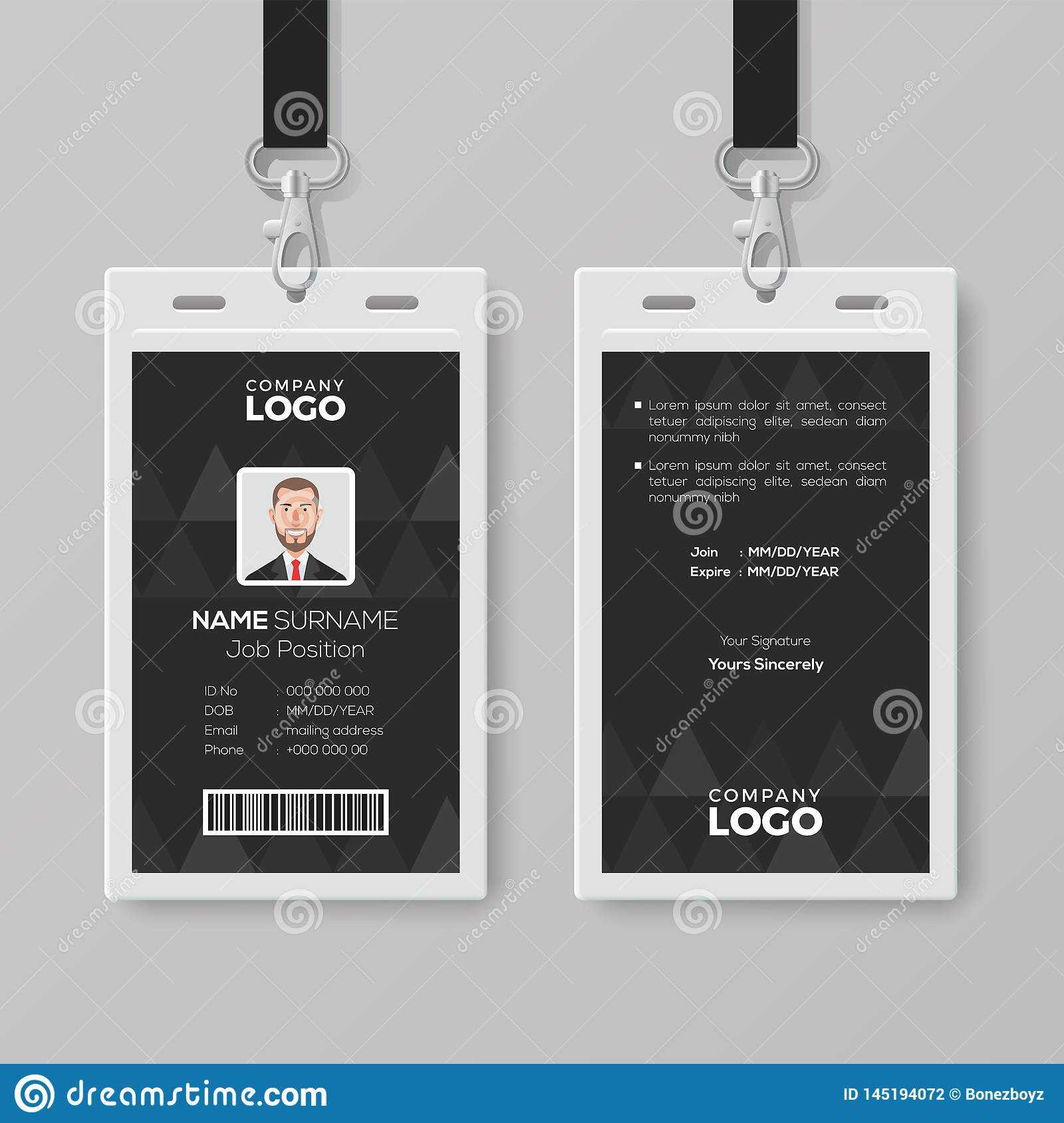 Elegant Black Id Card Design Template Stock Vector Within Photographer Id Card Template