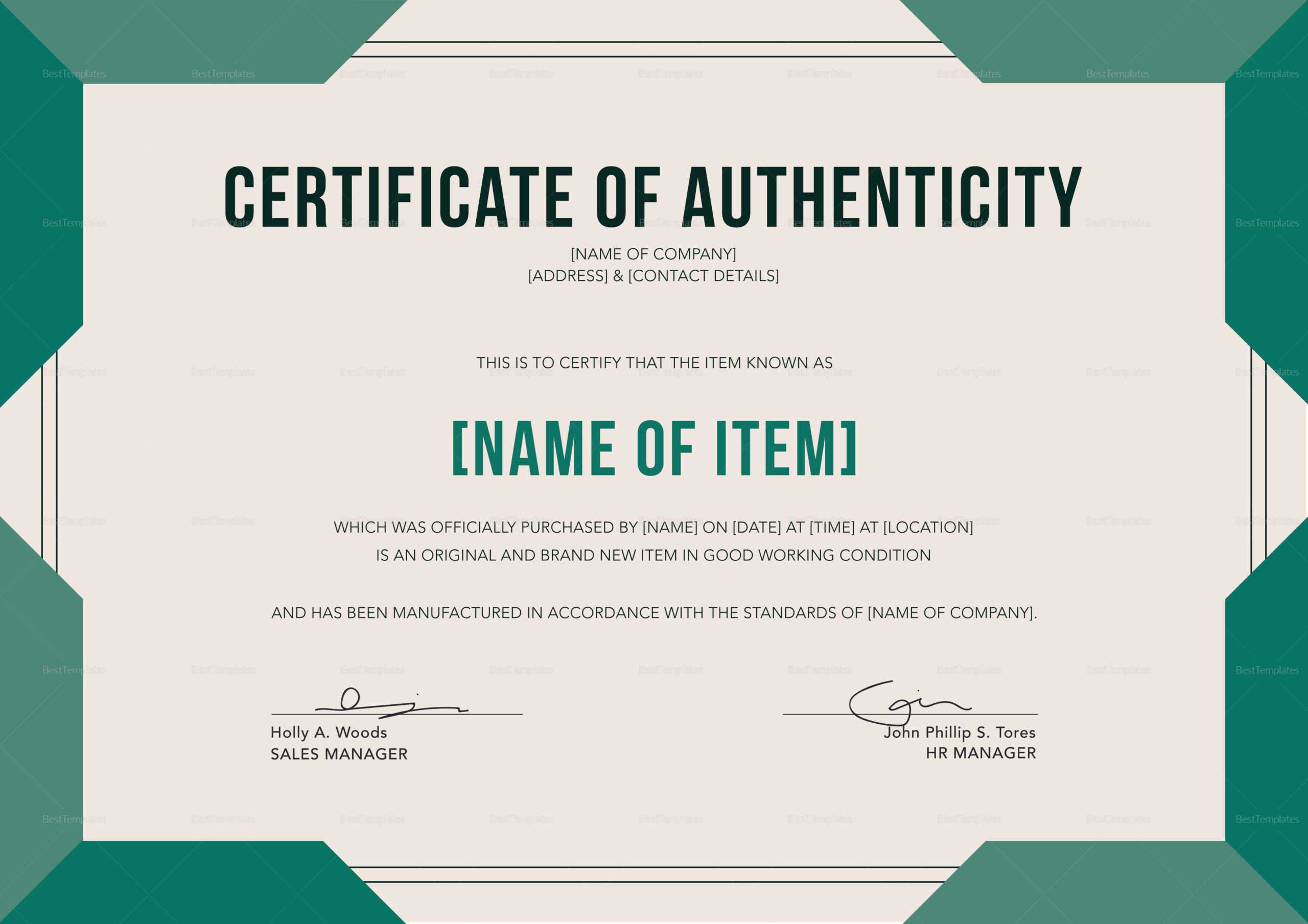Elegant Certificate Of Authenticity Template Pertaining To Certificate Of Authenticity Template