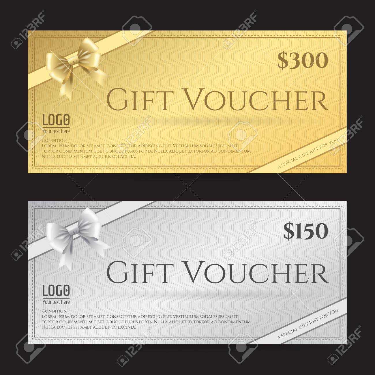 Elegant Gift Card Or Gift Voucher Template With Shiny Gold And.. With Elegant Gift Certificate Template