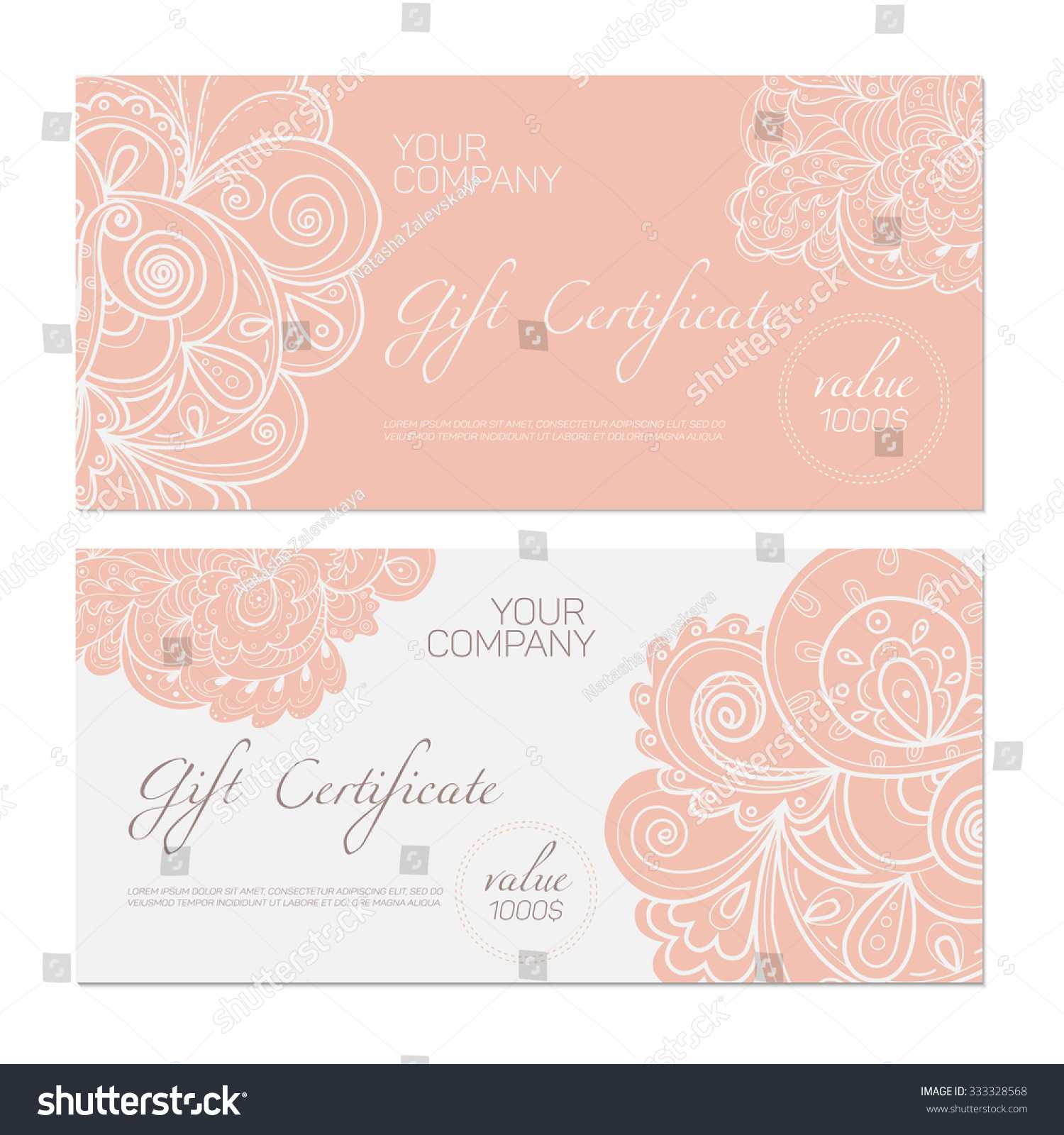 Elegant Gift Certificate Template Abstract Ornamental For Elegant Gift Certificate Template
