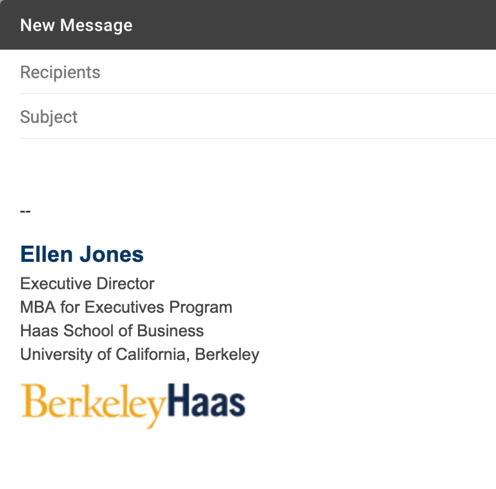 Email Signatures | Brand Toolkit | Berkeley Haas Pertaining To Graduate Student Business Cards Template