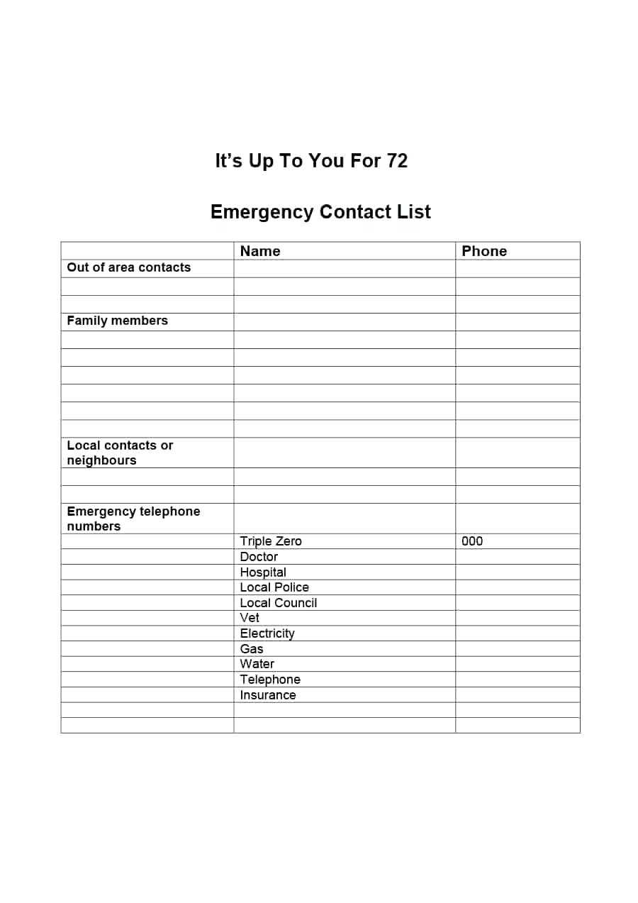 Employee Emergency Contact List Template – Heartwork Intended For Emergency Contact Card Template