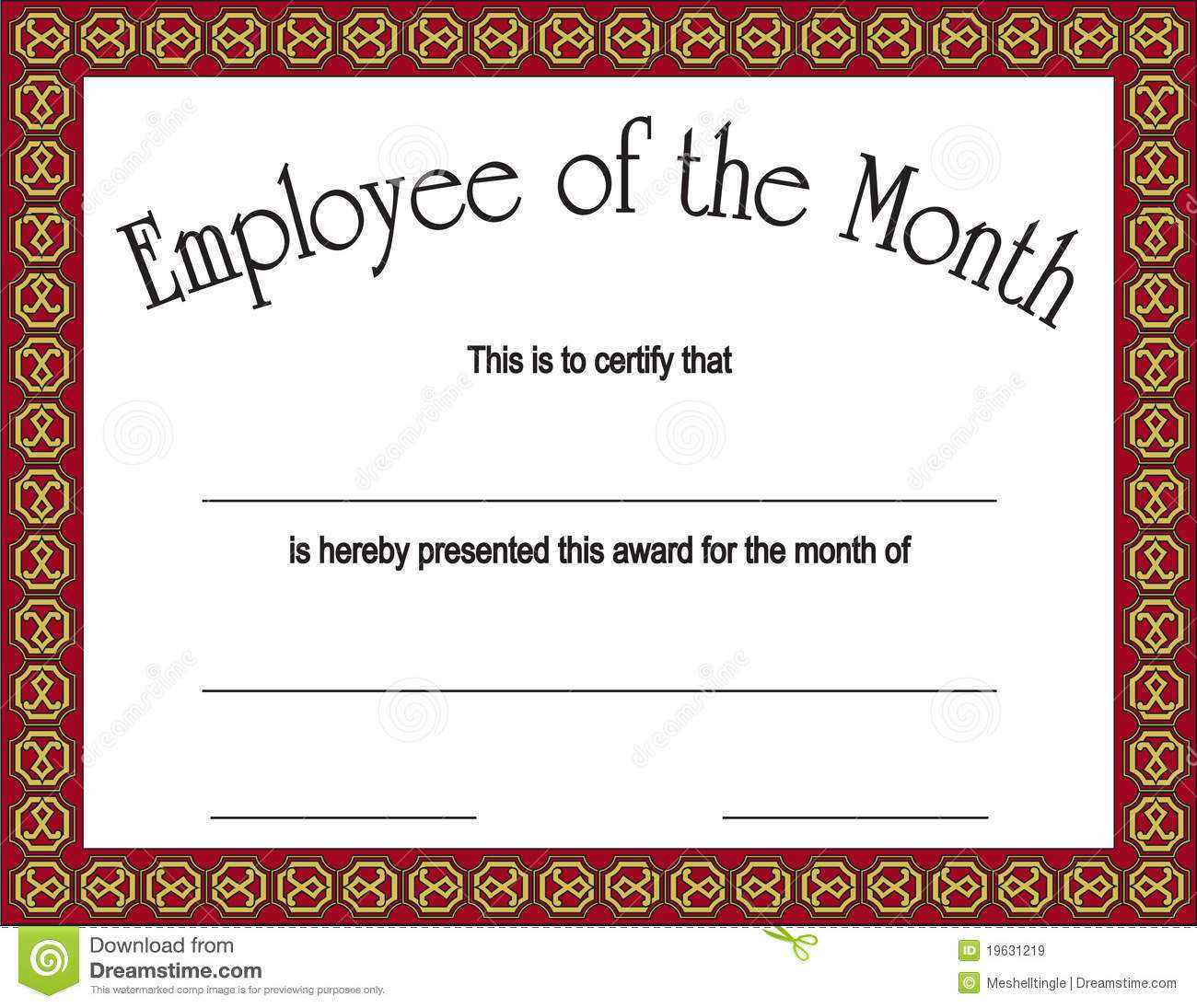 Employee Of The Month Award With Stock Vector – Illustration Pertaining To Employee Recognition Certificates Templates Free