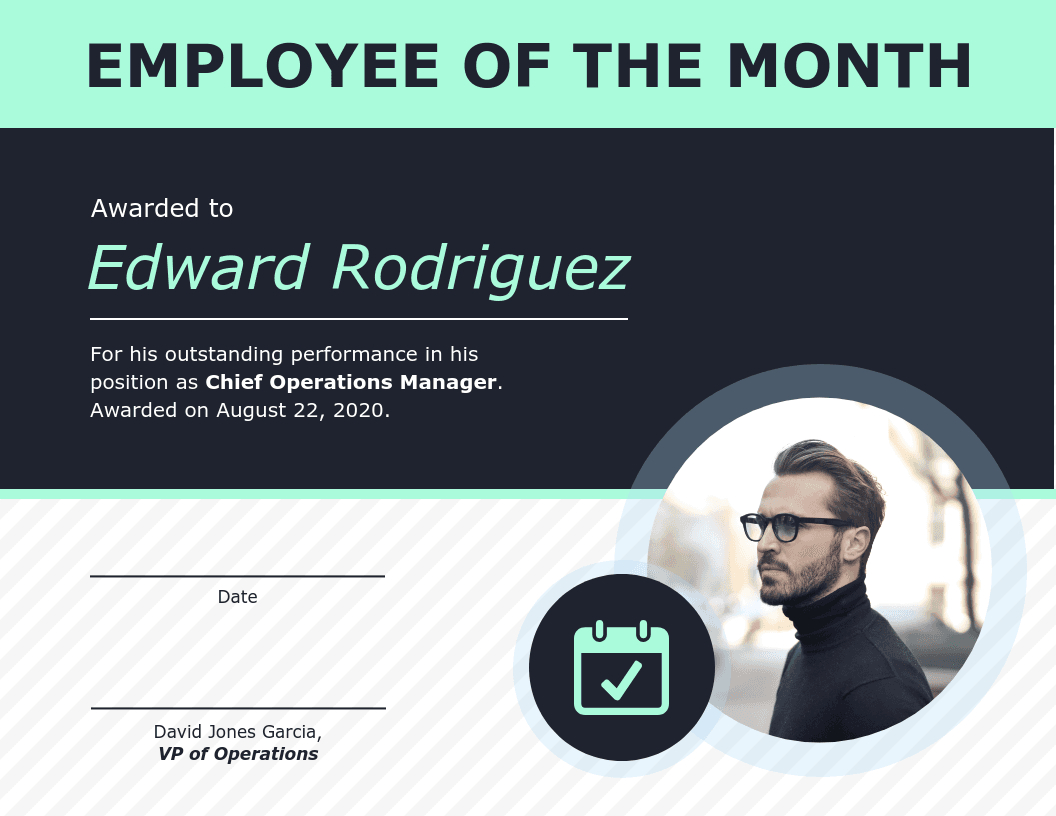 Employee Of The Month Certificate Of Recognition Template Within Employee Of The Month Certificate Template