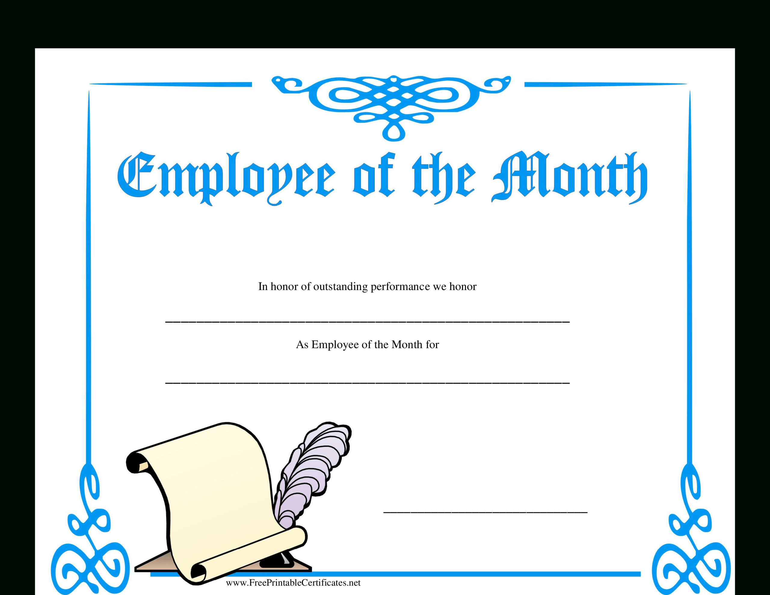Employee Of The Month Certificate | Templates At In Employee Of The Month Certificate Template With Picture