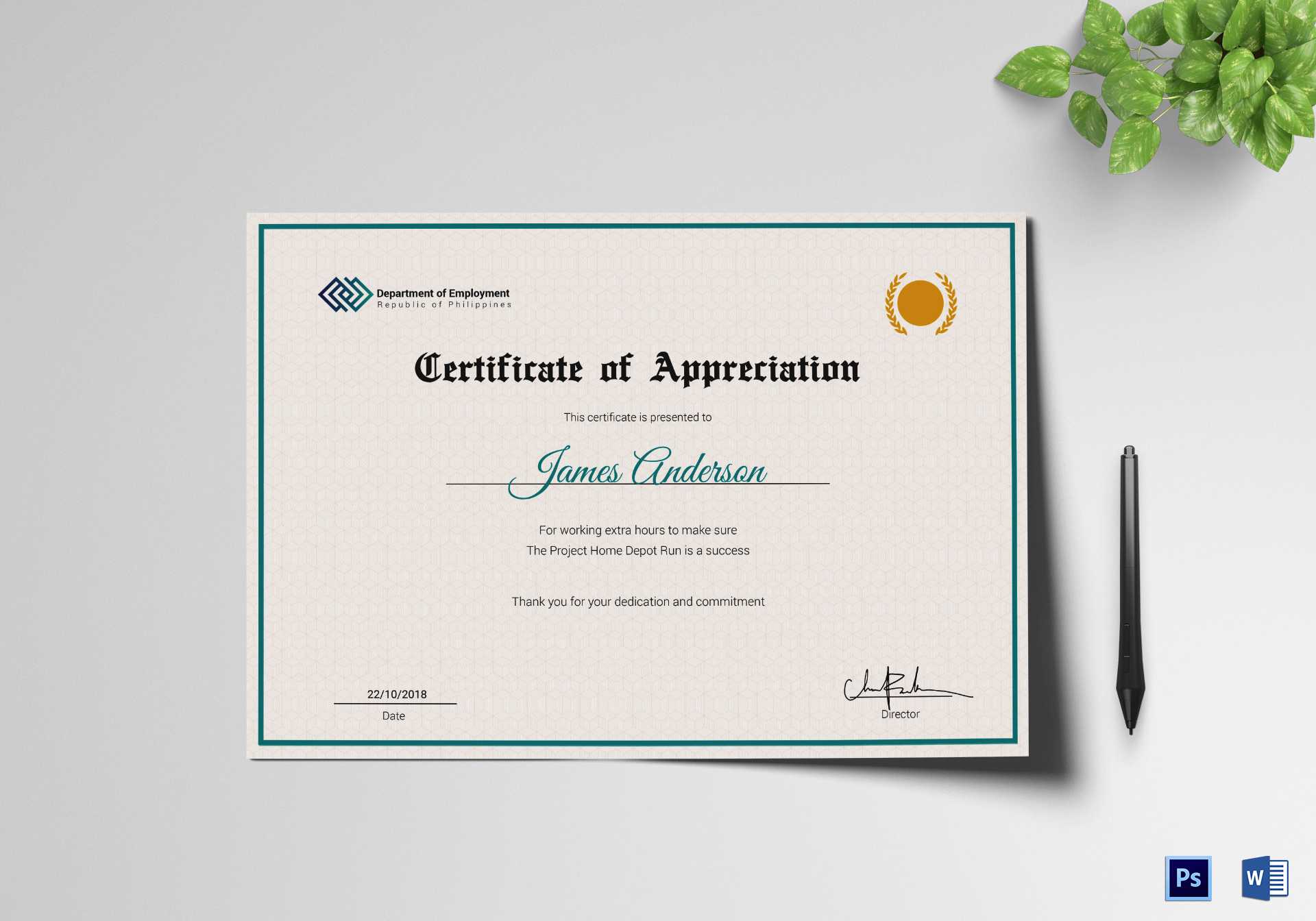Employee Service Certificate Template Within Certificate For Years Of Service Template