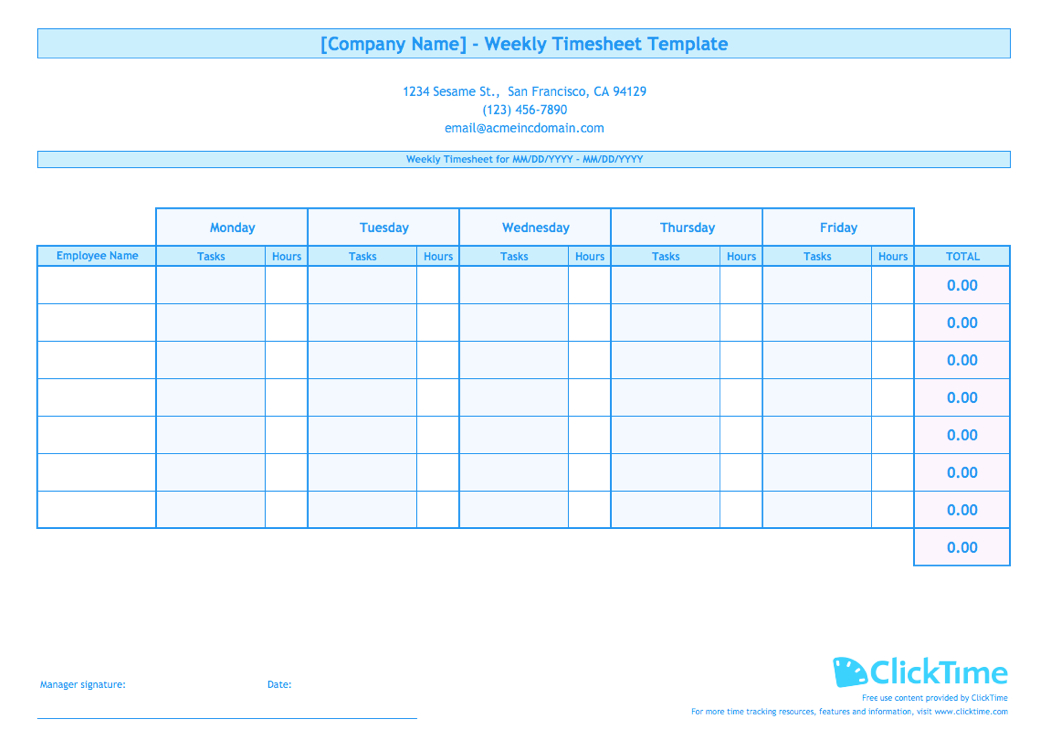 Employee Weekly Timesheet Template – Calep.midnightpig.co Throughout Weekly Time Card Template Free