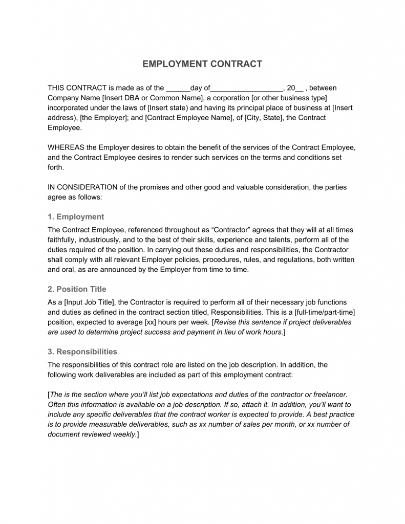 Employment Contract—Definition & What To Include In Corporate Credit Card Agreement Template