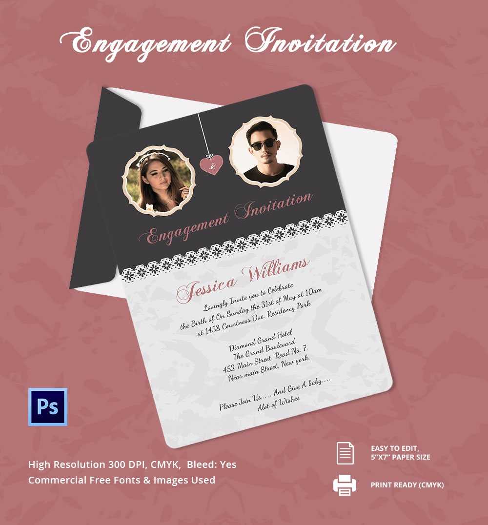 Engagement Invitation Card Design Template - Veppe Intended For Engagement Invitation Card Template