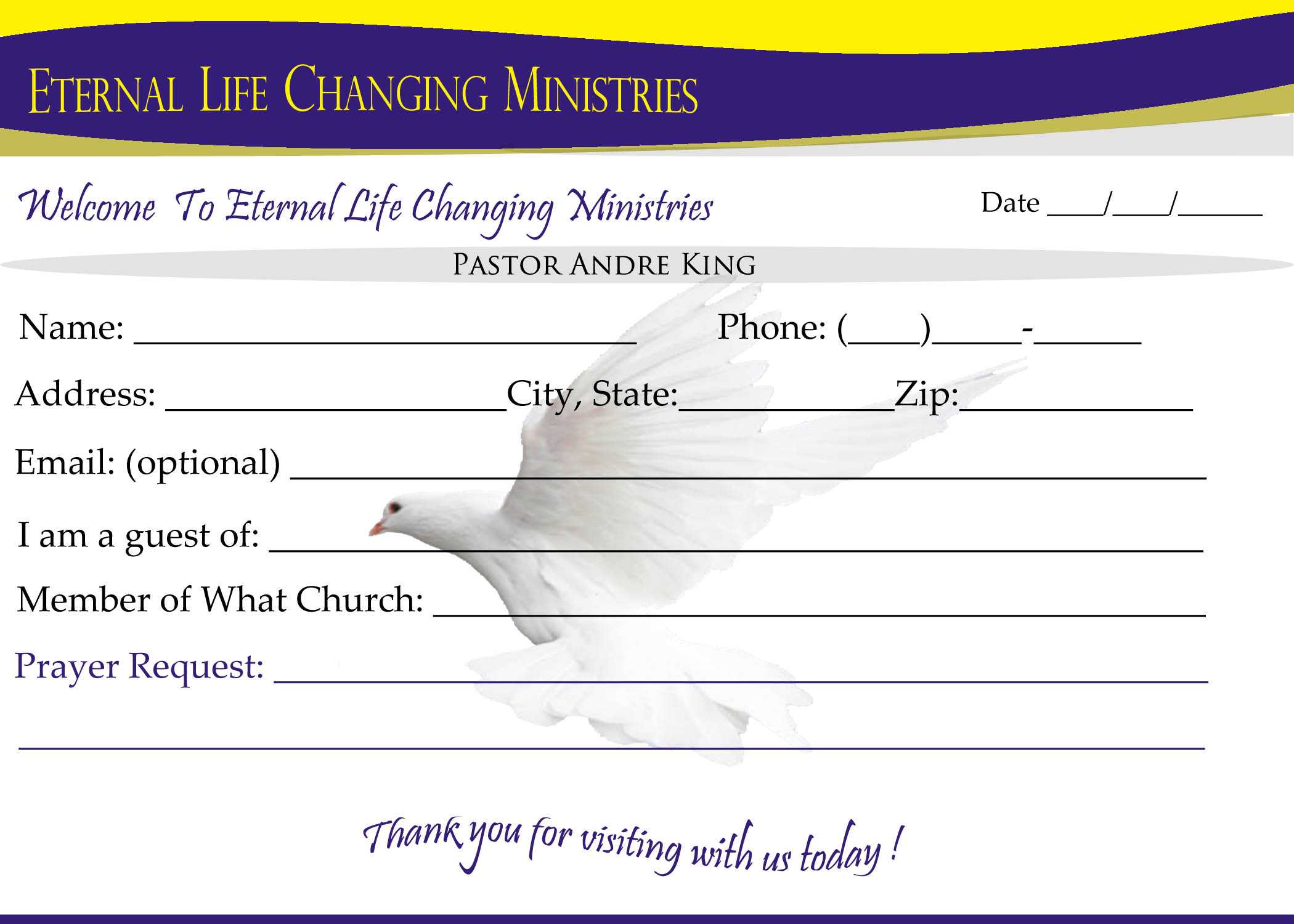 Eternal Life Visitor Card B | Creative Kingdom Designs For Church Visitor Card Template Word