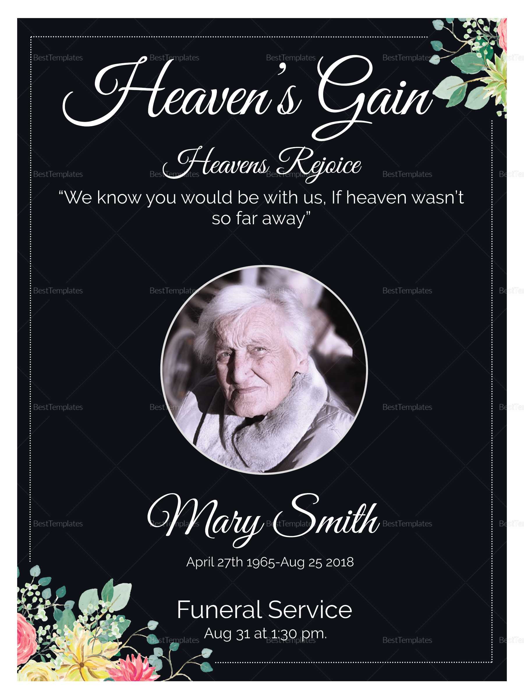 Eulogy Funeral Invitation Card Template Intended For Funeral Invitation Card Template