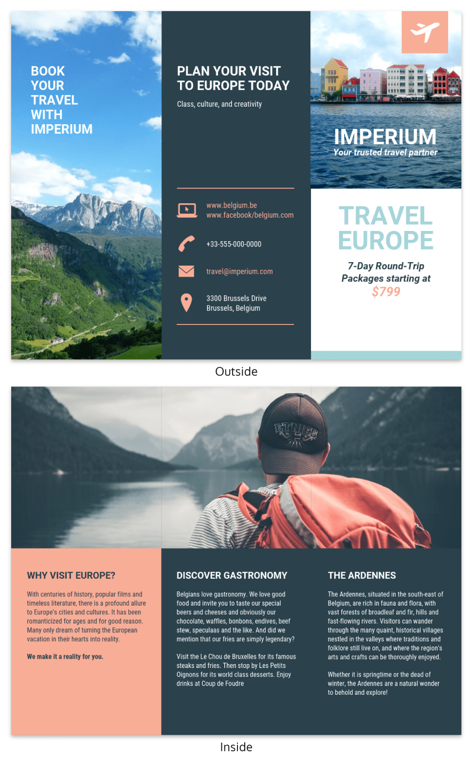 Europe Tourism Travel Tri Fold Brochure Template Within Travel Brochure Template For Students