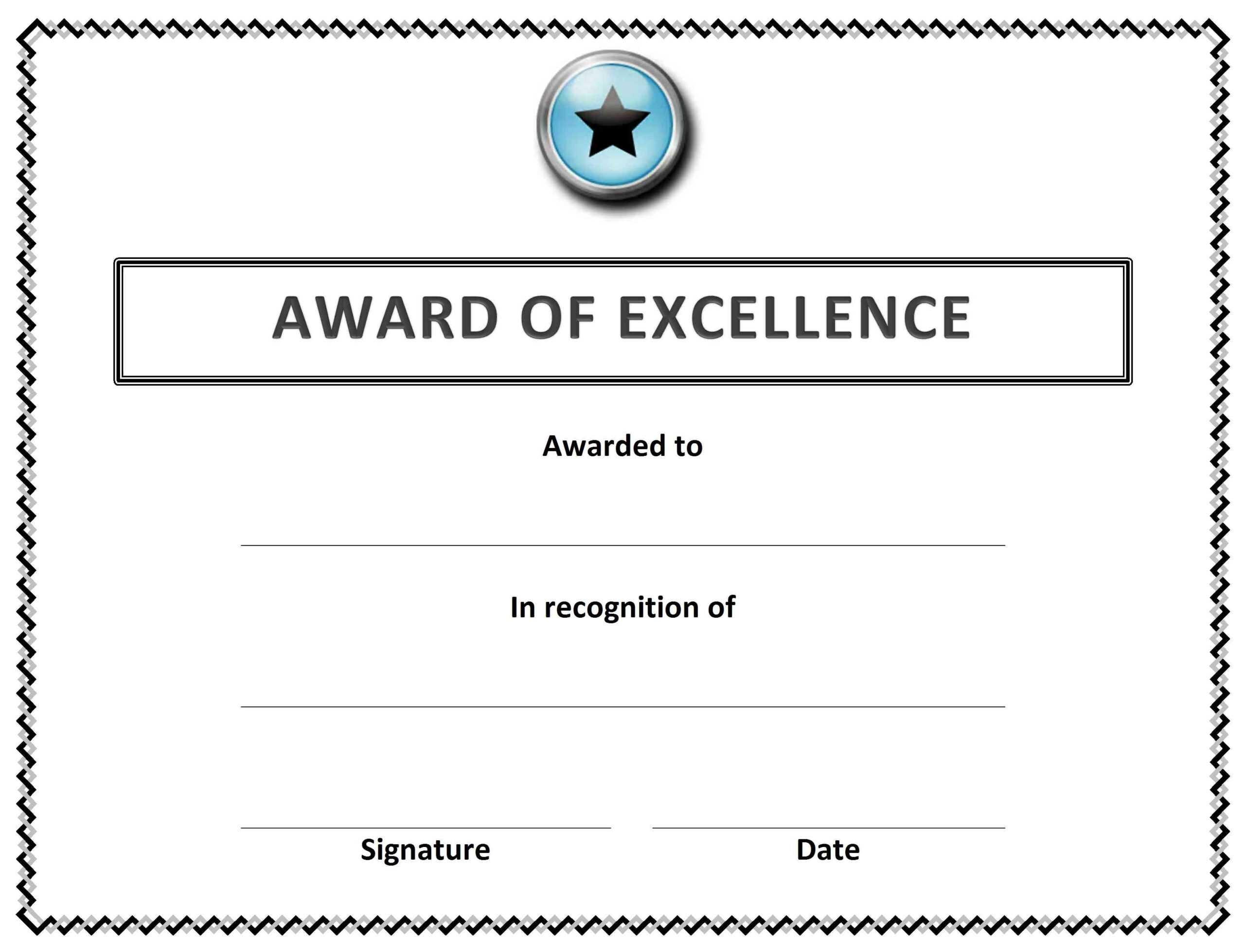 🥰 Free Sample Of Certificate Of Award Templates🥰 Within Free Printable Blank Award Certificate Templates
