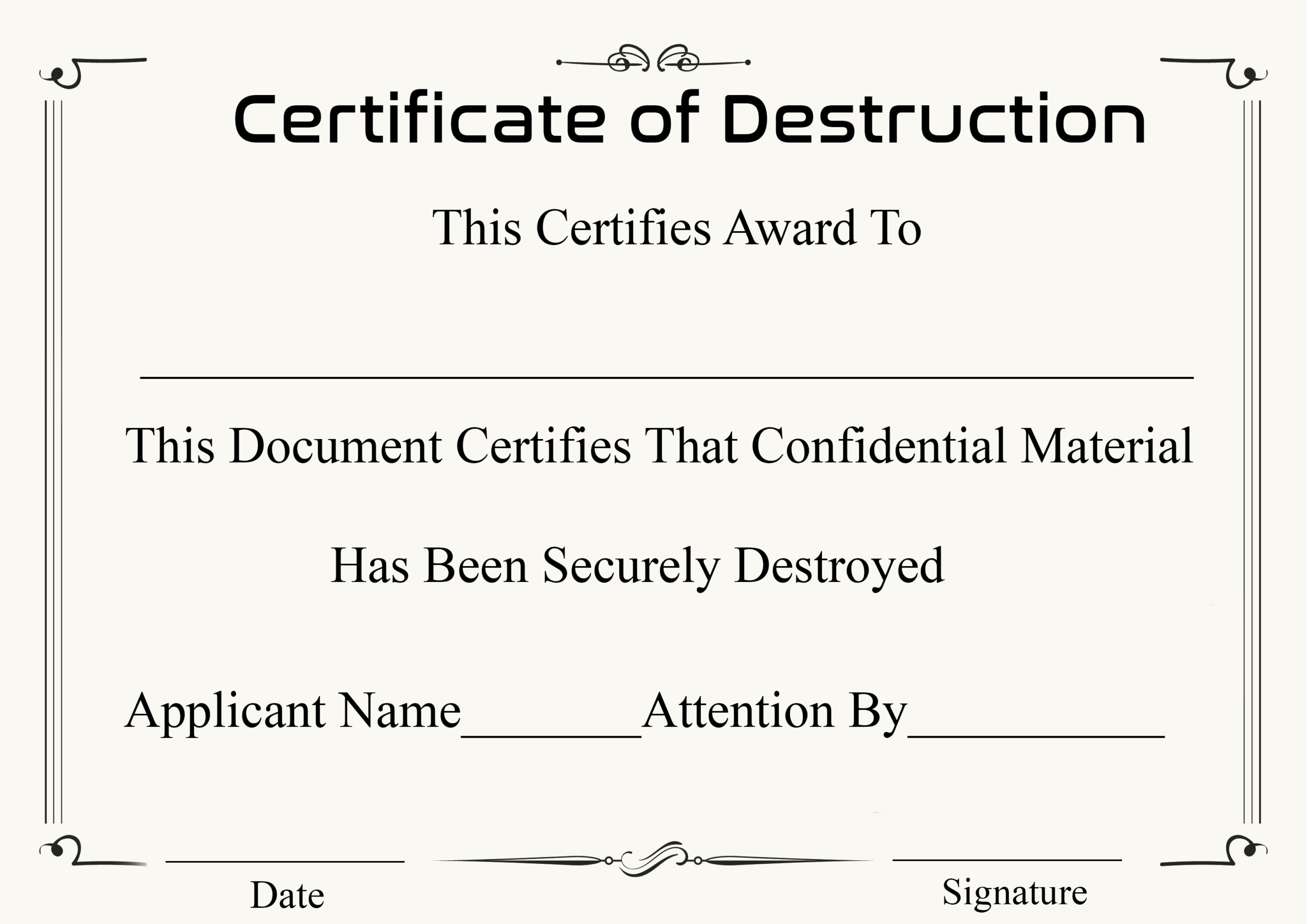 🥰5+ Free Certificate Of Destruction Sample Templates🥰 Regarding Destruction Certificate Template