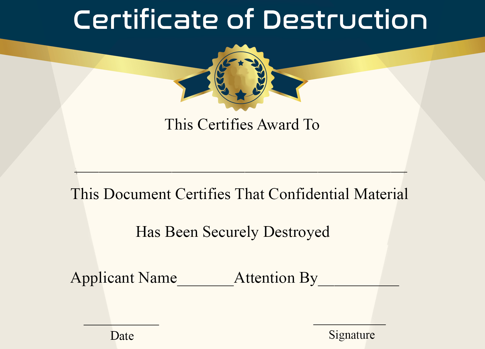 🥰5+ Free Certificate Of Destruction Sample Templates🥰 With Regard To Free Certificate Of Destruction Template