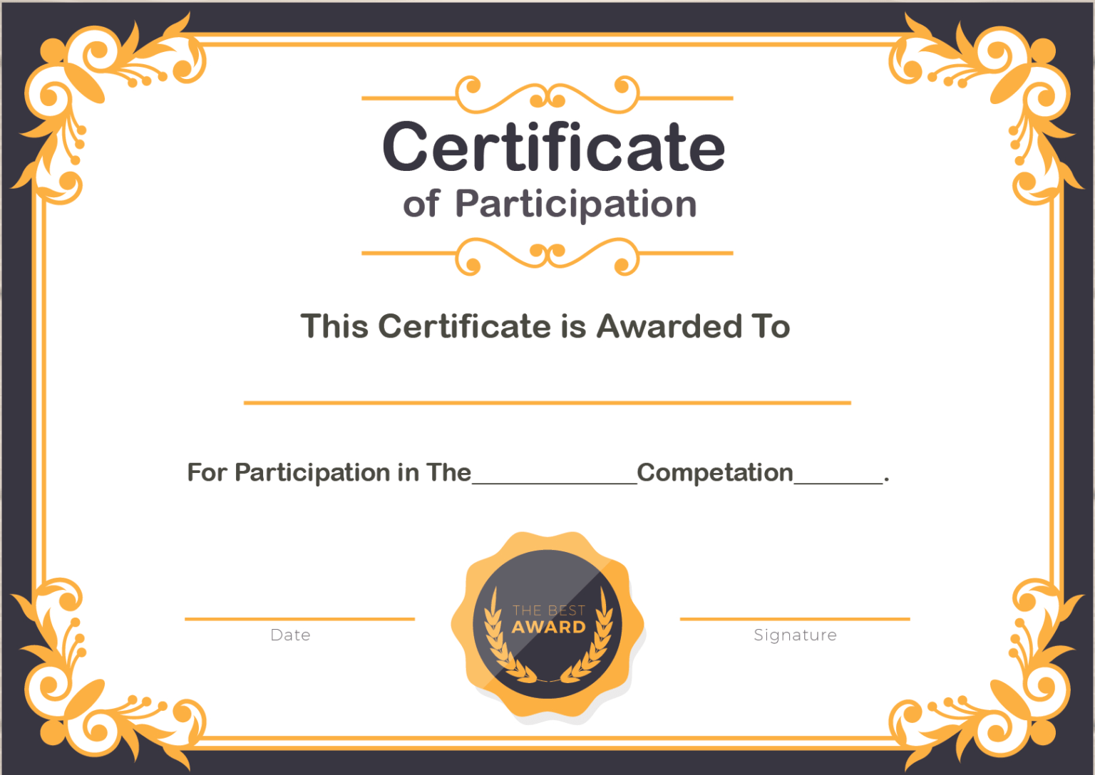 Certificate Of Participation For Professional Printable