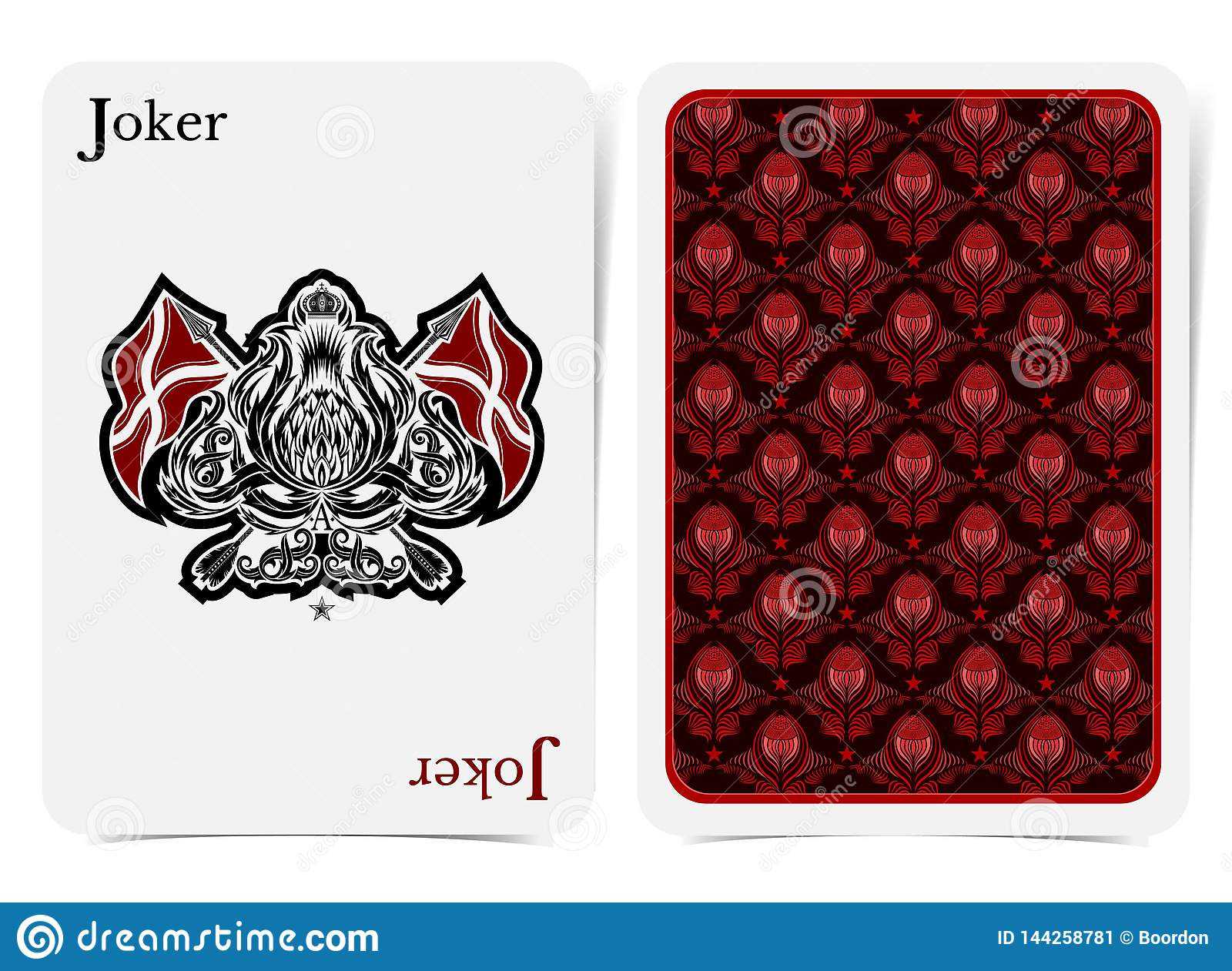 Face Of Joker Card Thistle Plant Pattern With Crossed Flags With Joker Card Template