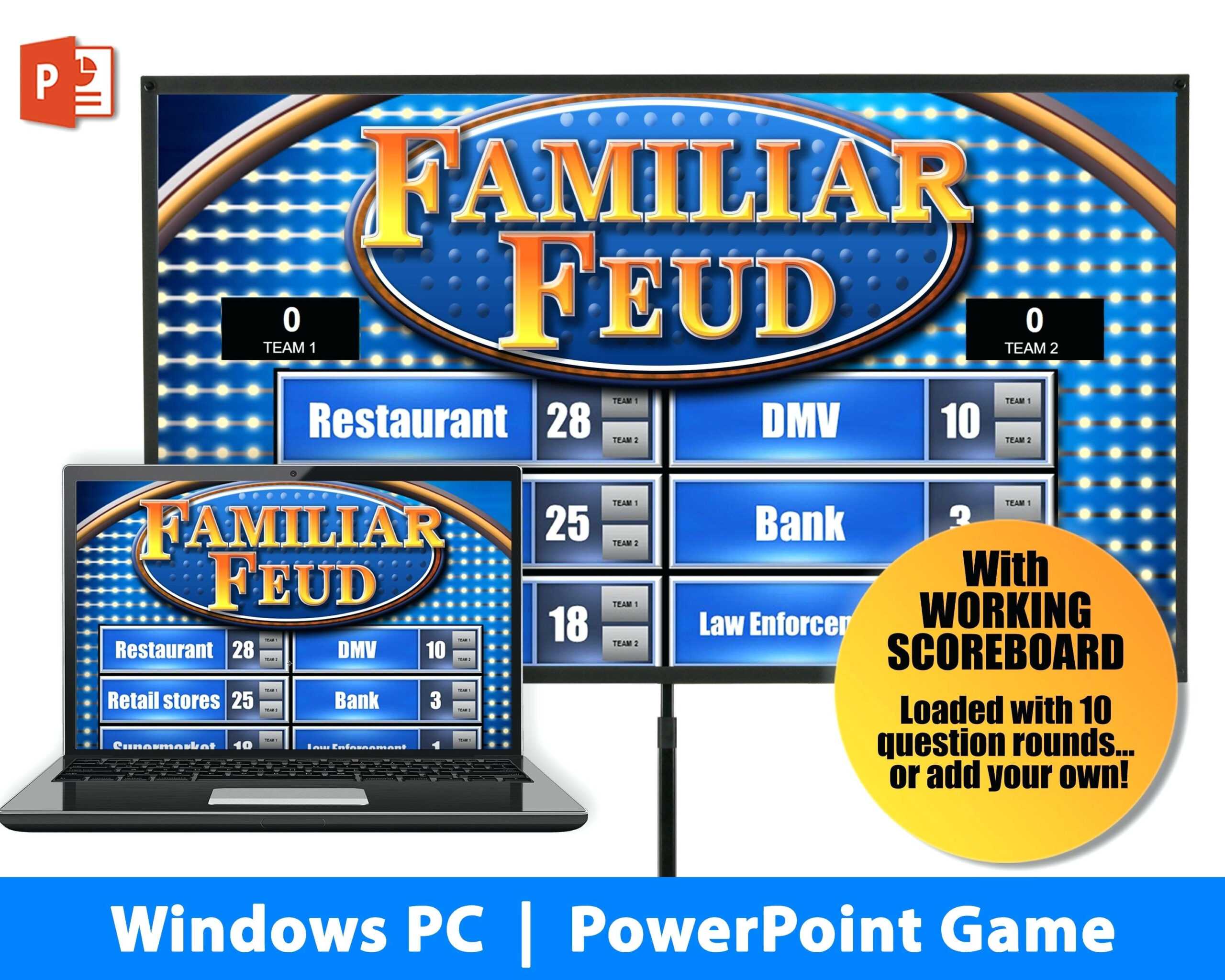 Family Feud Instant Download Party Game Windows Template Pertaining To Family Feud Powerpoint Template Free Download