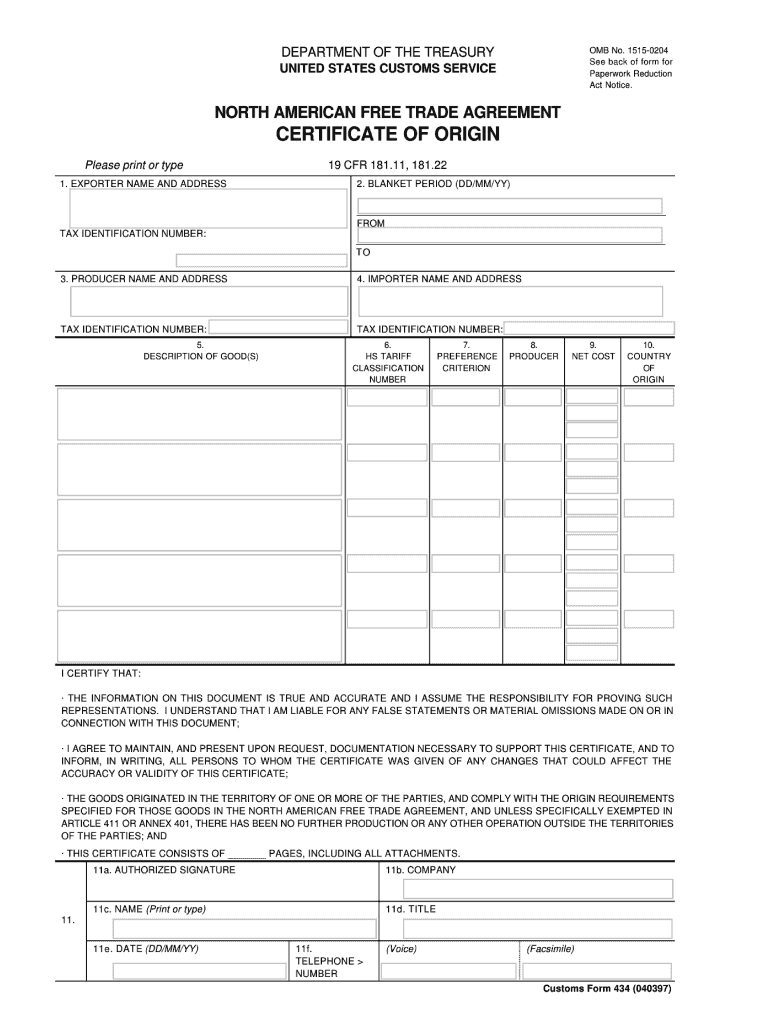 Fillable Nafta Certificate Of Origin – Fill Online With Regard To Certificate Of Origin Template Word
