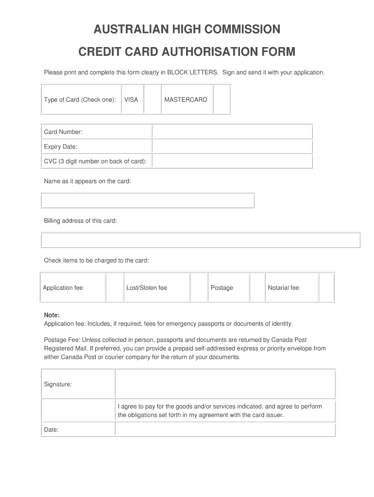 Fillable Online Credit Card Authorisation Form – Australian In Credit Card Authorisation Form Template Australia