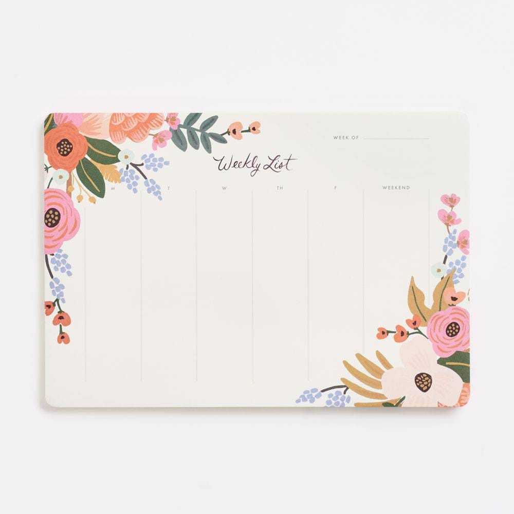 Floral Lively Floral Weekly Desk Notepad | Paper Source For Paper Source Templates Place Cards