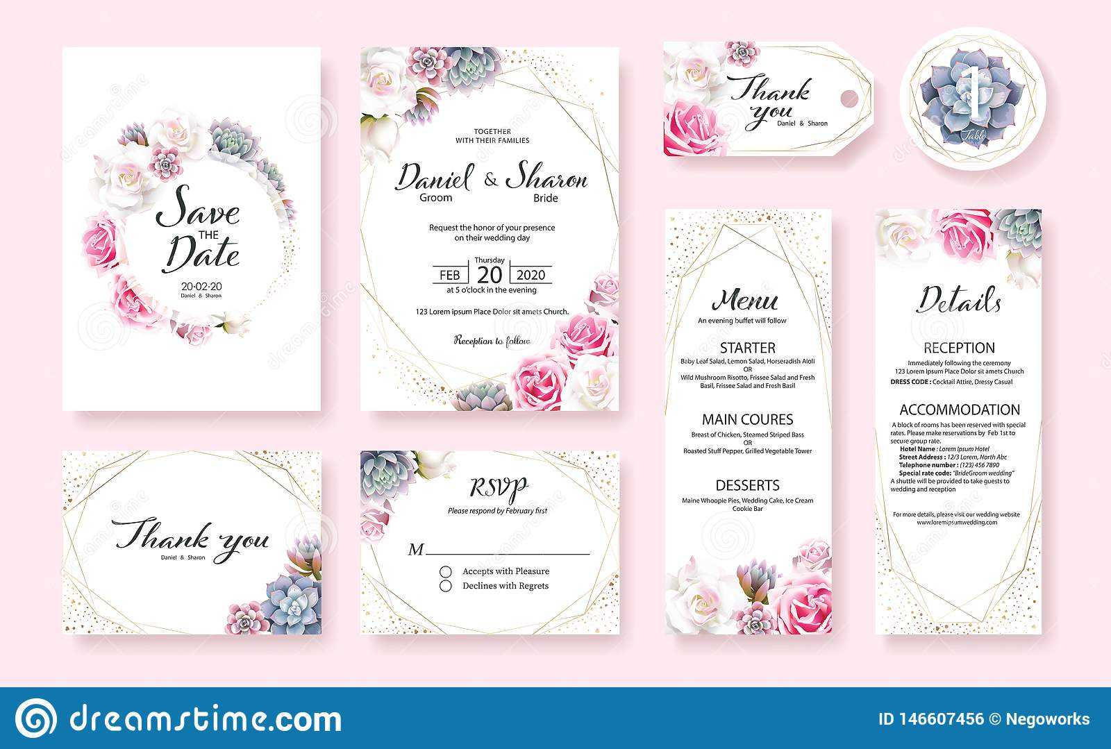 Floral Wedding Invitation Card, Save The Date, Thank You Regarding Table Reservation Card Template