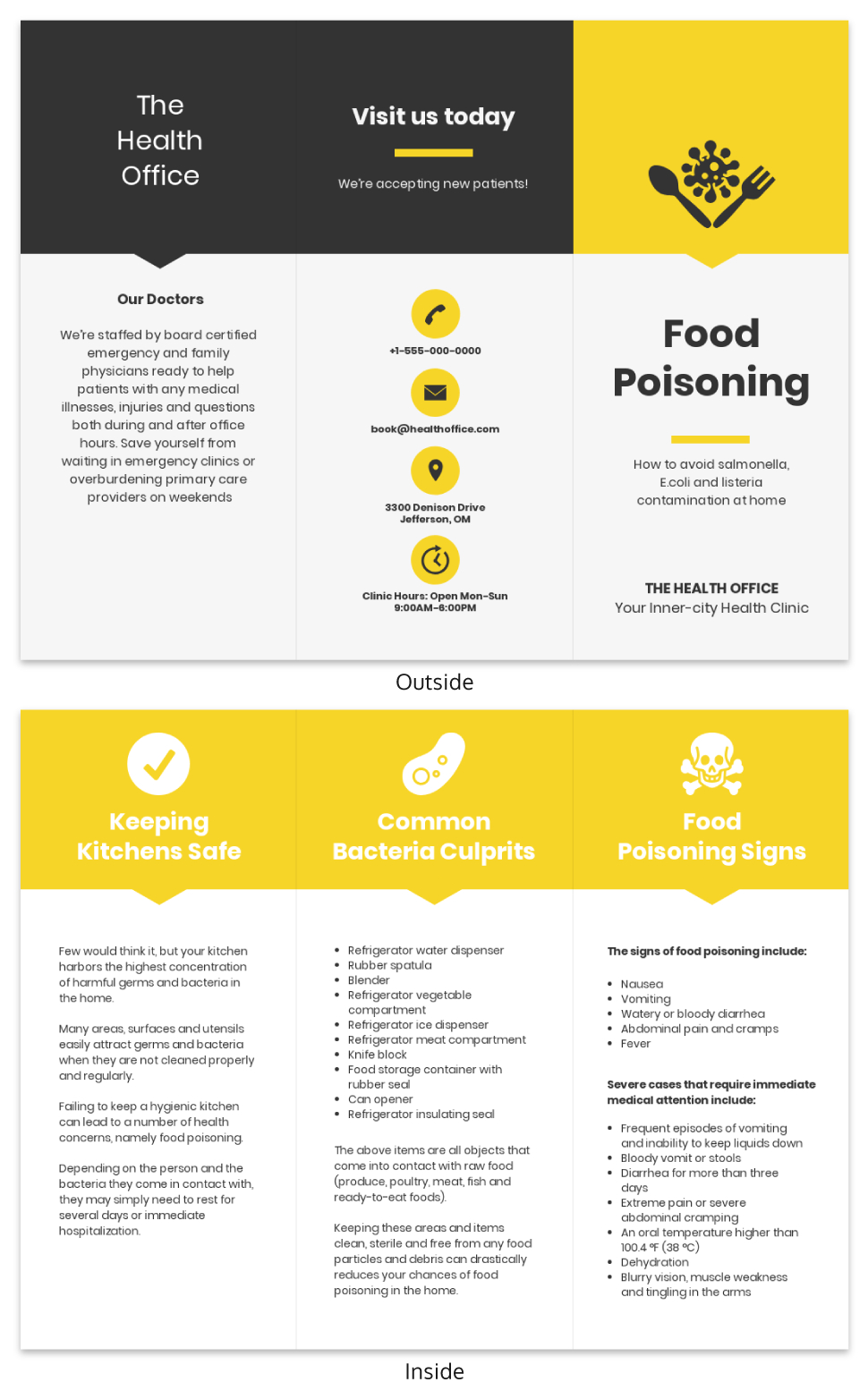 Food Poisoning Informational Tri Fold Brochure Template Inside Open Office Brochure Template
