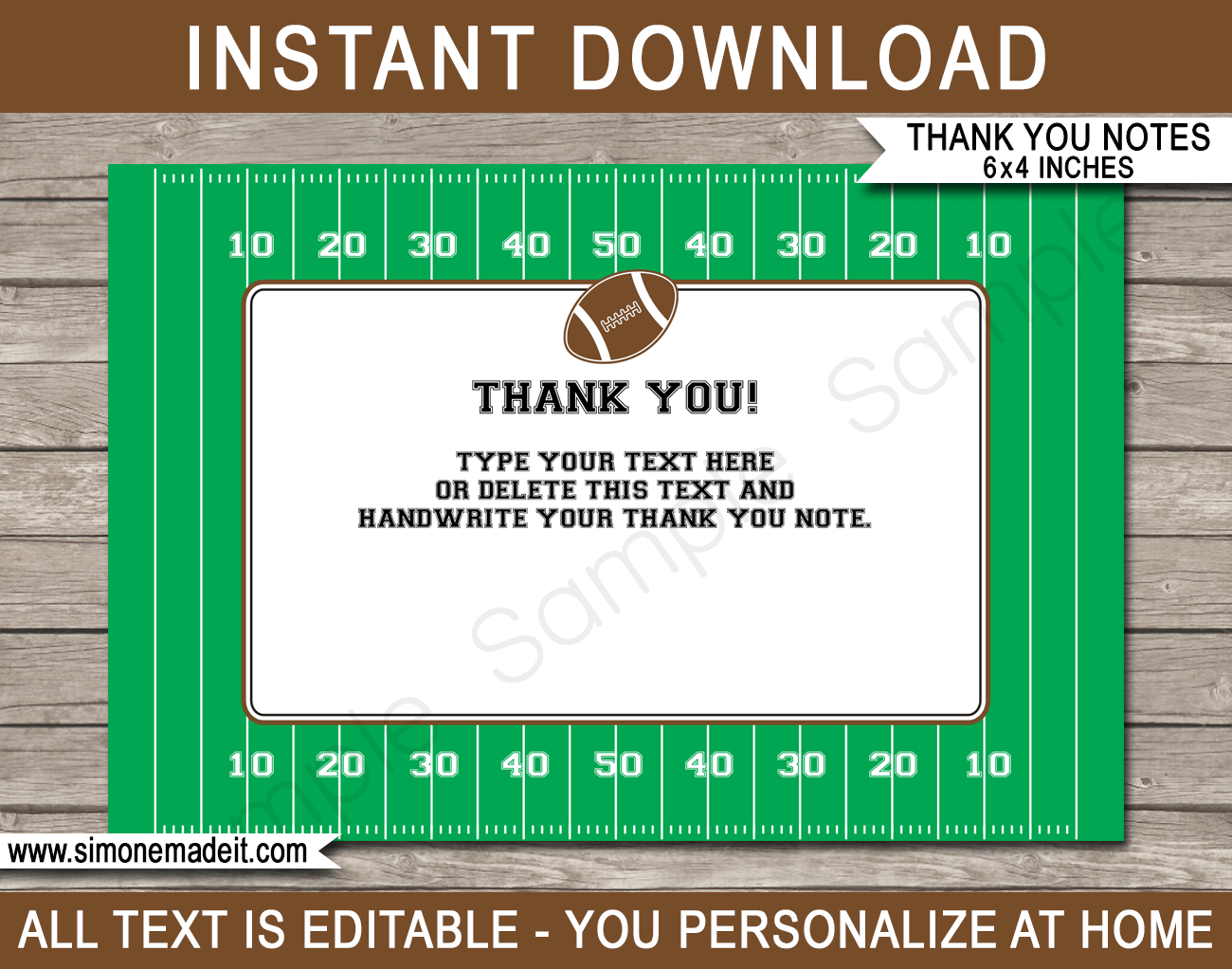 Football Party Thank You Cards Template Within Soccer Thank You Card Template
