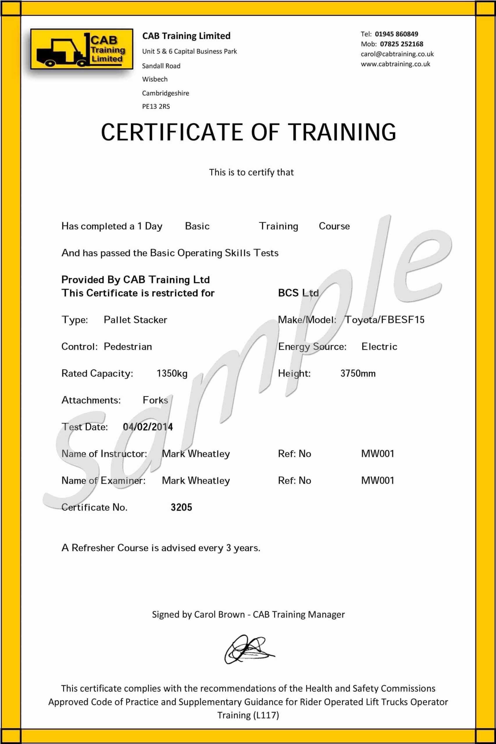 Forklift Operator Card Template – Carlynstudio With Forklift Certification Template
