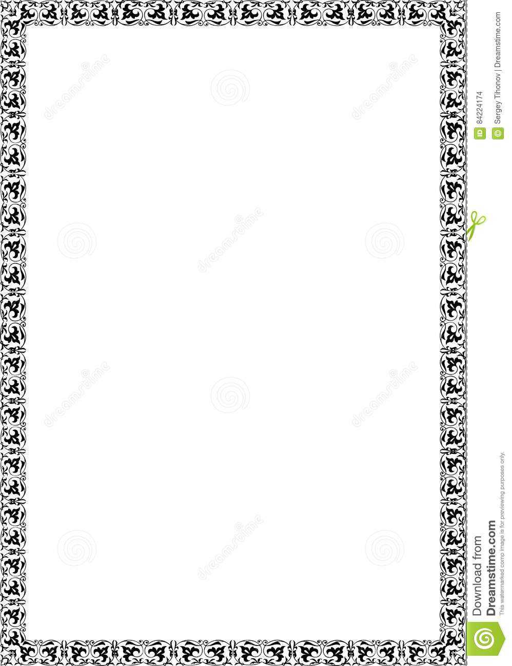 Frame Blank Template For A Certificate Stock Illustration Regarding Certificate Of License Template