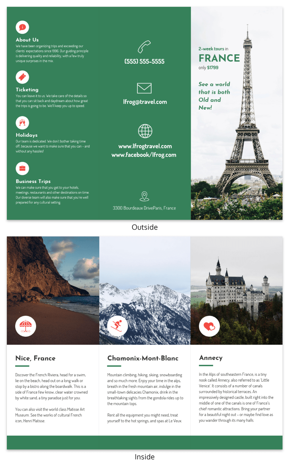 France Tri Fold Travel Brochure With Travel Brochure Template For Students