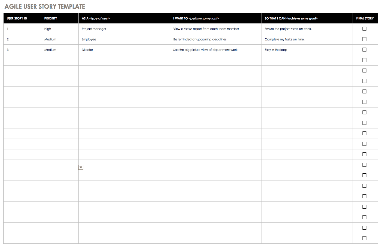 Free Agile Project Management Templates In Excel With Agile Story Card Template