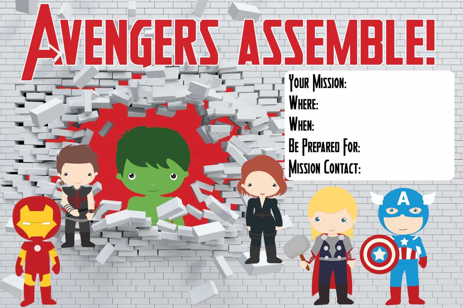 Free Avengers Birthday Invitation Templates – Dalep Pertaining To Avengers Birthday Card Template