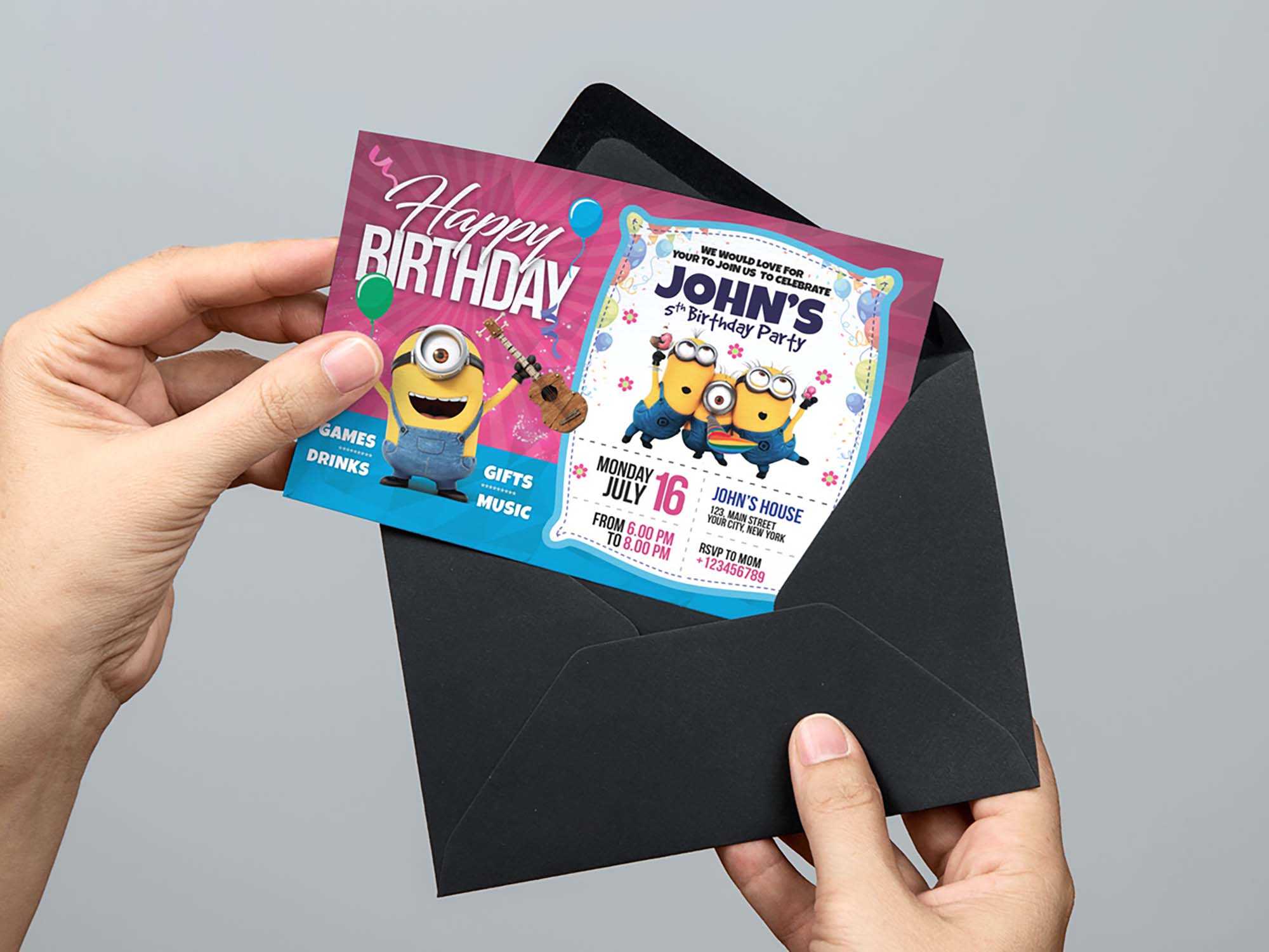 Free Birthday Invitation Card Template (Psd) Throughout Photoshop Birthday Card Template Free