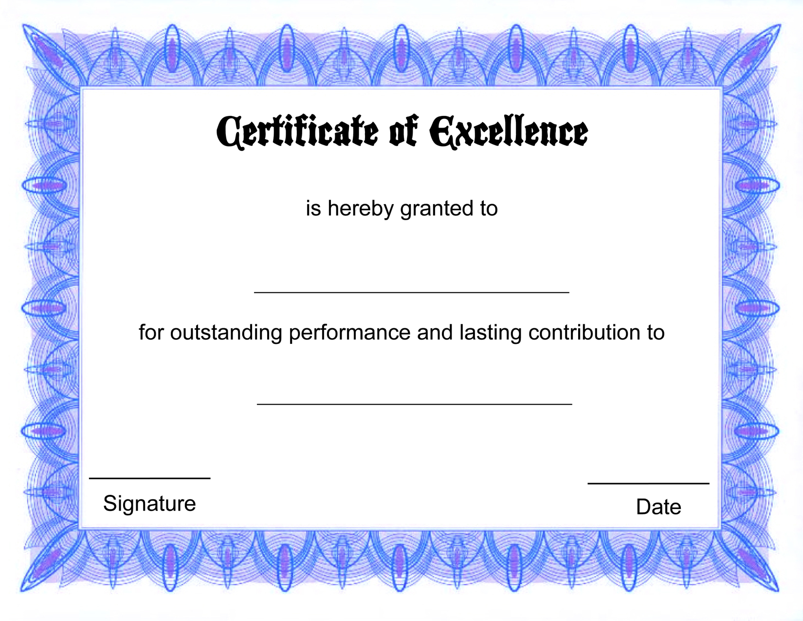 Free Certificate Of Excellence Template | Chainimage Intended For Free Certificate Of Excellence Template