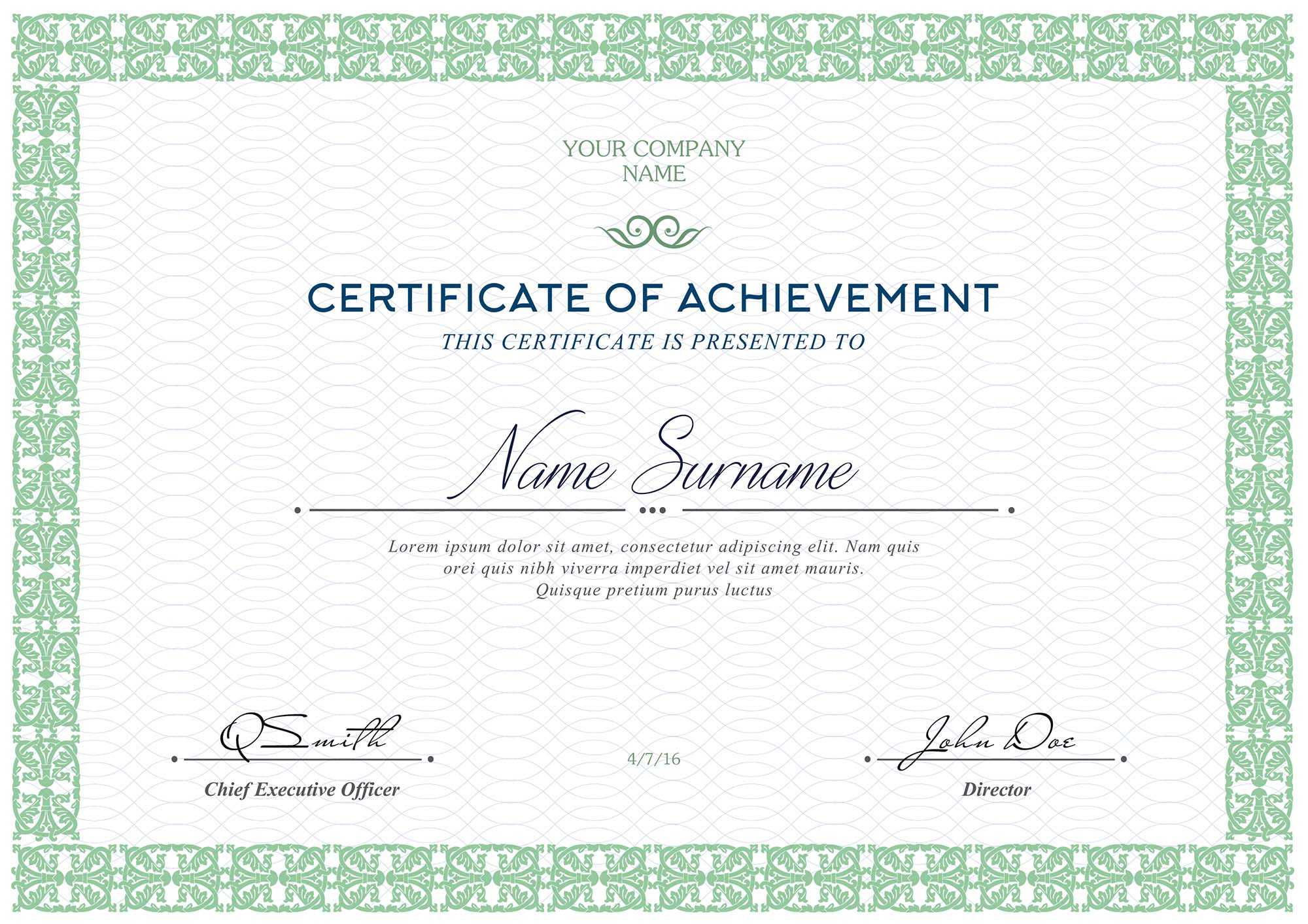 Free Certificates Templates (Psd) Within Certificate Of Attendance Conference Template