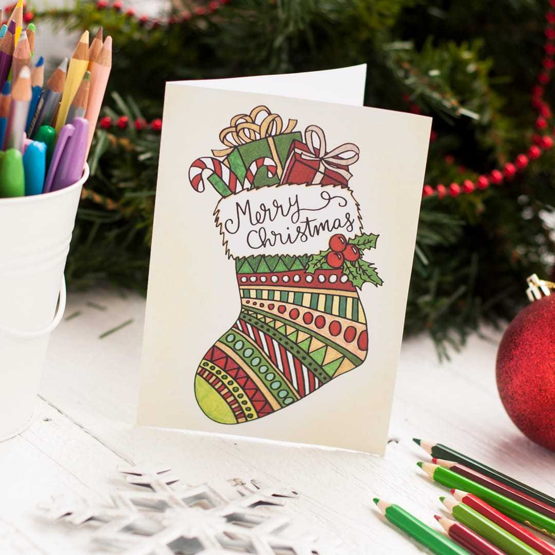 Free Christmas Coloring Card Throughout Diy Christmas Card Templates