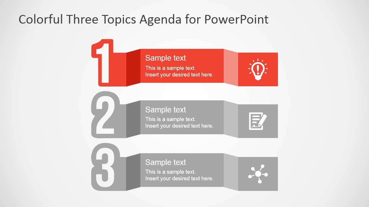 Free Colorful Three Topics Agenda For Powerpoint Regarding Powerpoint Sample Templates Free Download