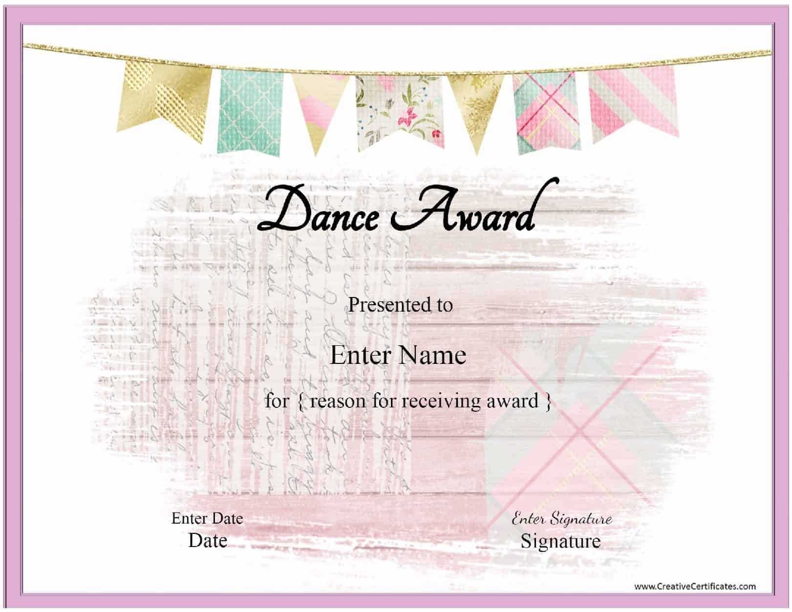 Free Dance Certificate Template – Customizable And Printable In Dance Certificate Template