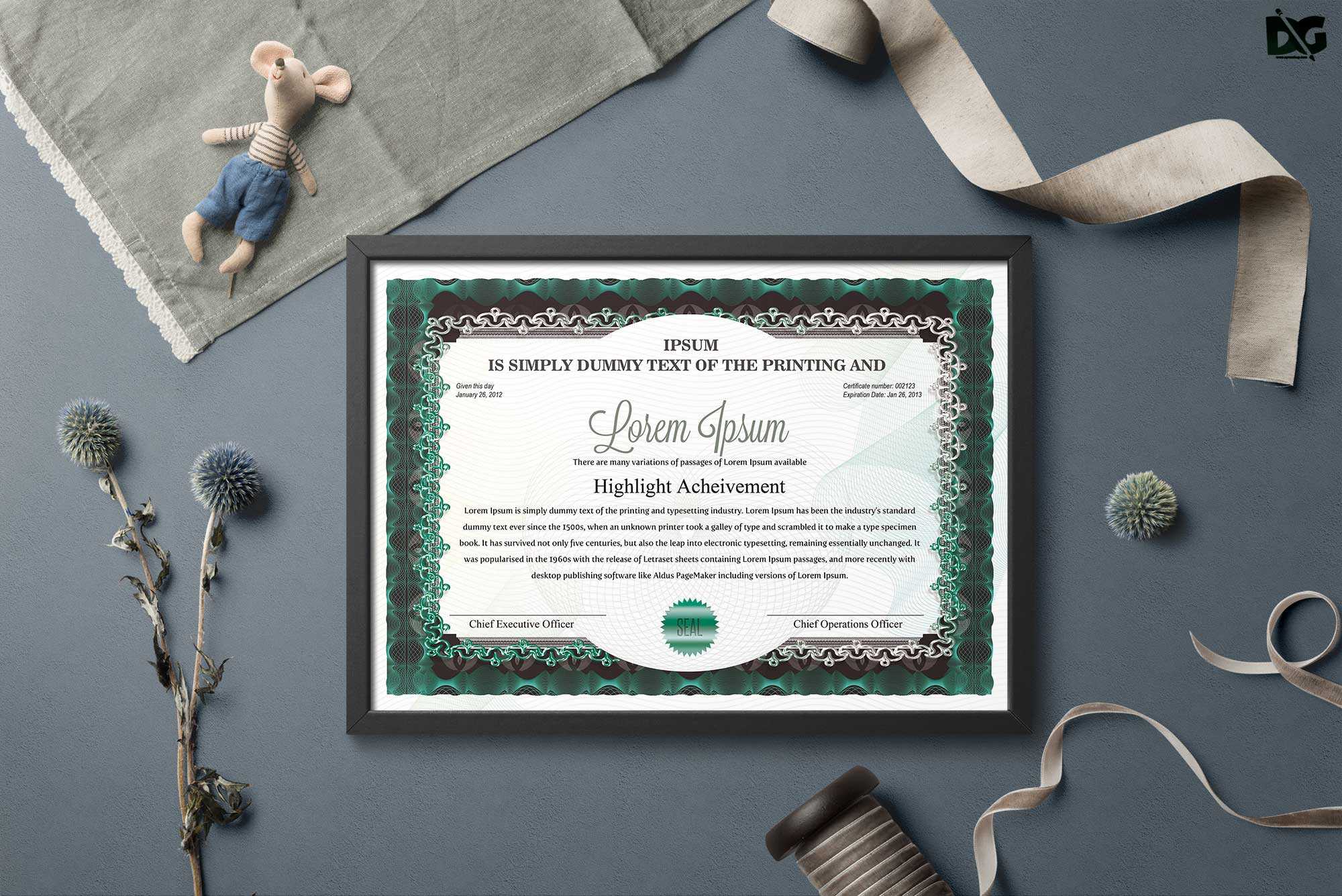 Free Download Achievement Psd Certificate Template | Free Intended For Mock Certificate Template