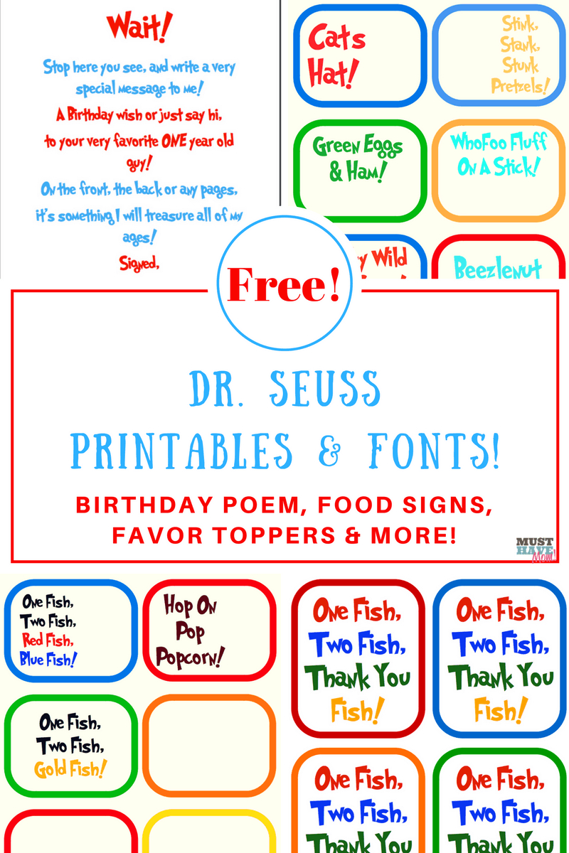 Free Dr. Seuss Printables & Fonts! Within Dr Seuss Birthday Card Template