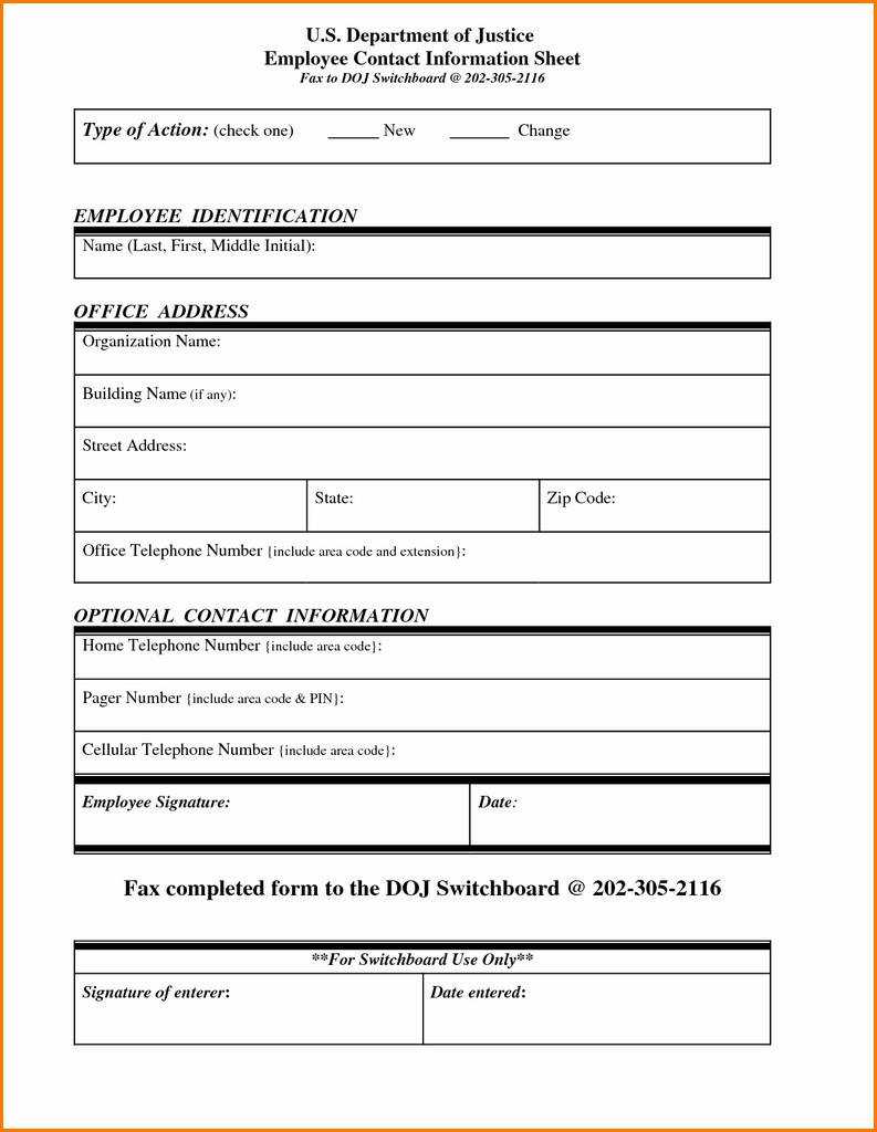 Free Emergency Contact Form Template For Employees Unique With Regard To Emergency Contact Card Template