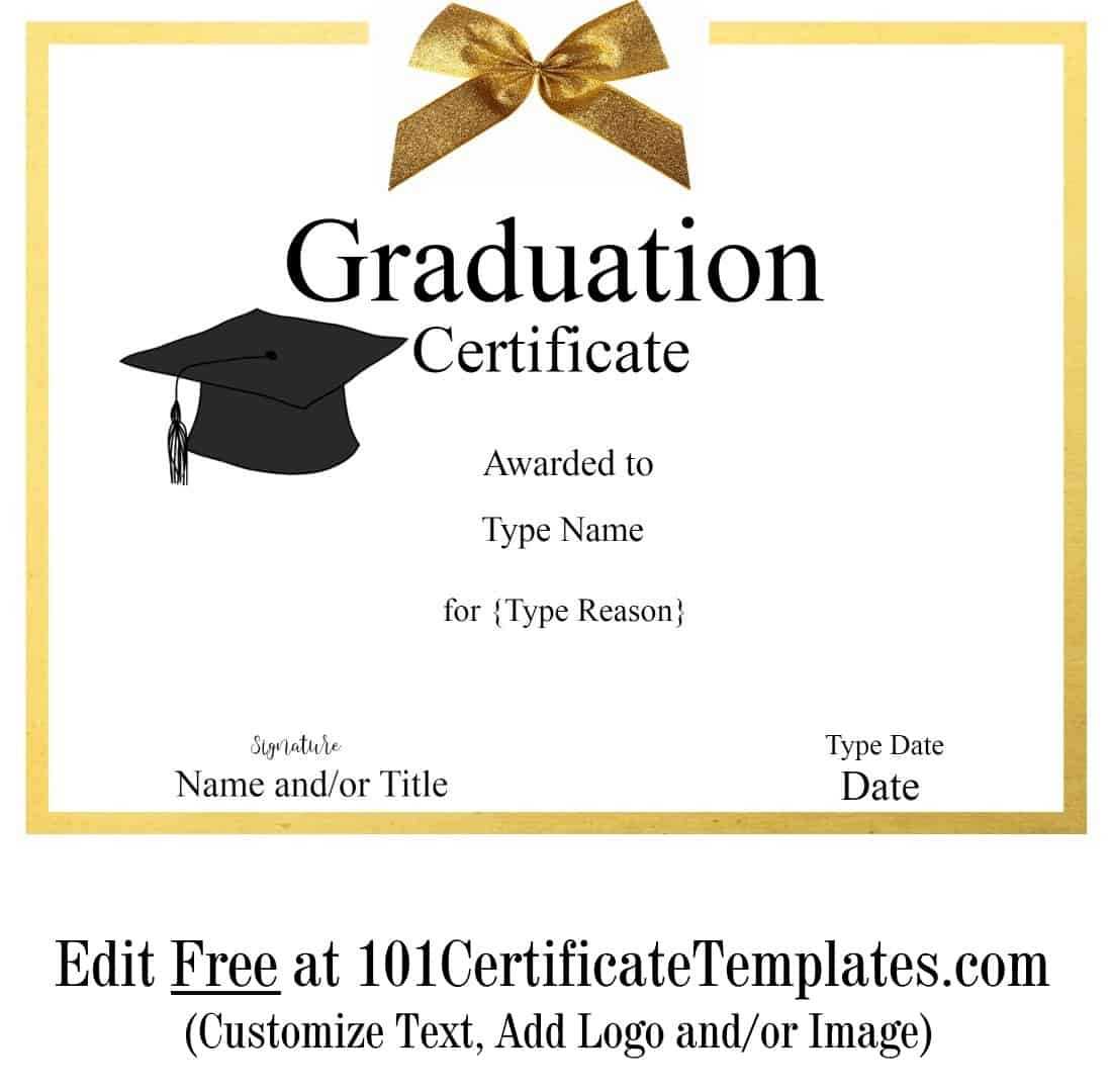 Free Graduation Certificate Template | Customize Online & Print With Regard To Free Printable Graduation Certificate Templates