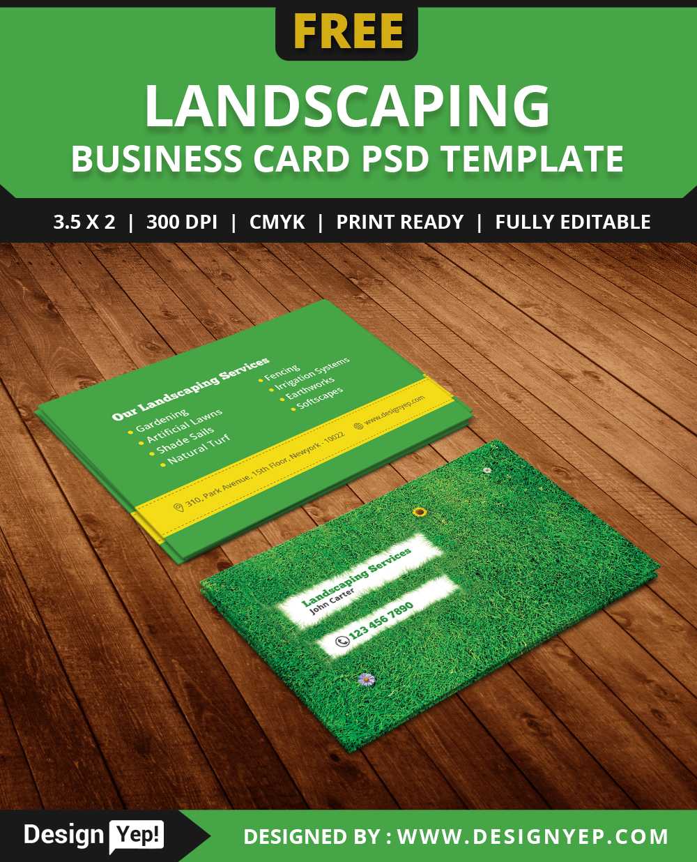 Free Landscaping Business Card Template Psd – Designyep For Landscaping Business Card Template