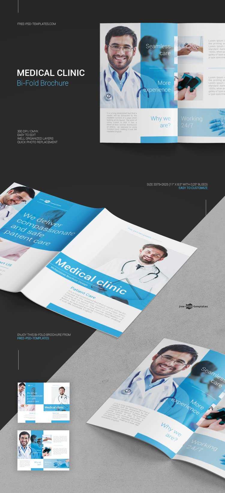 Free Medical Clinic Bi Fold Brochure In Psd | Free Psd Templates For Healthcare Brochure Templates Free Download