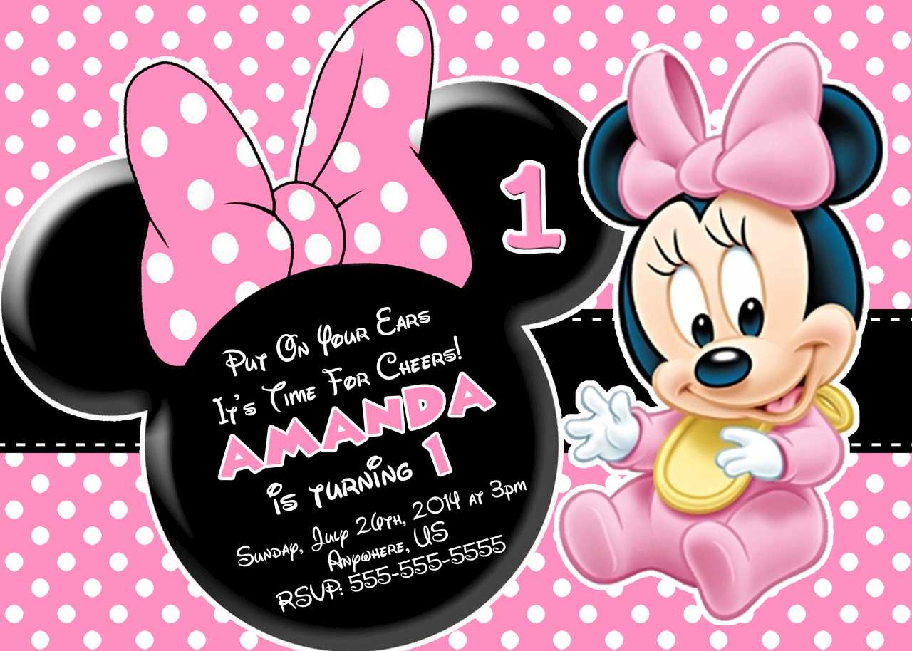 Free Minnie Mouse 1St Birthday Invitations Templates – Calep With Regard To Minnie Mouse Card Templates
