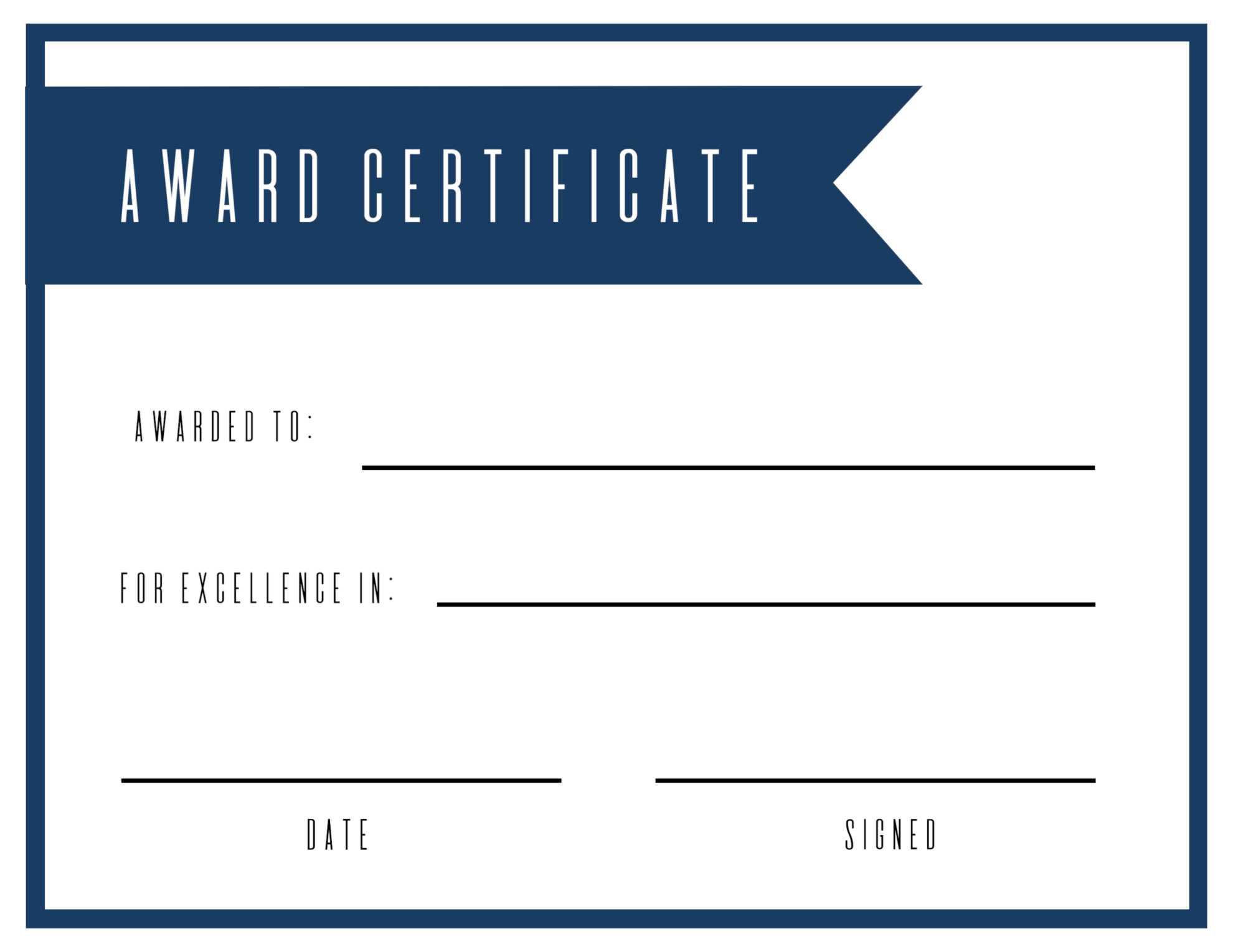 Free Printable Award Certificate Template – Paper Trail Design With Free Printable Blank Award Certificate Templates
